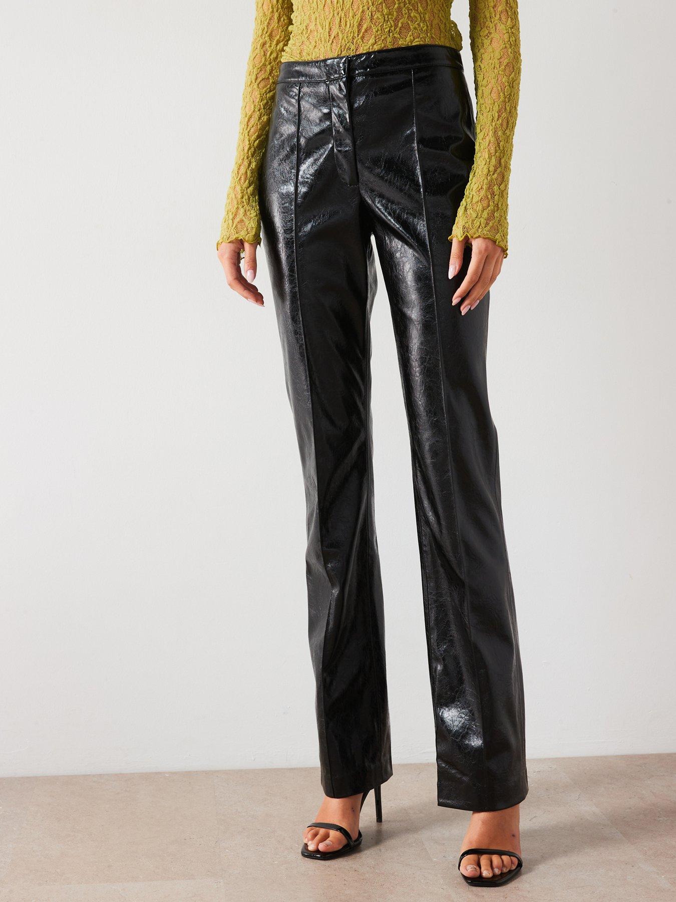 undefined Leather-Effect Trousers - Black