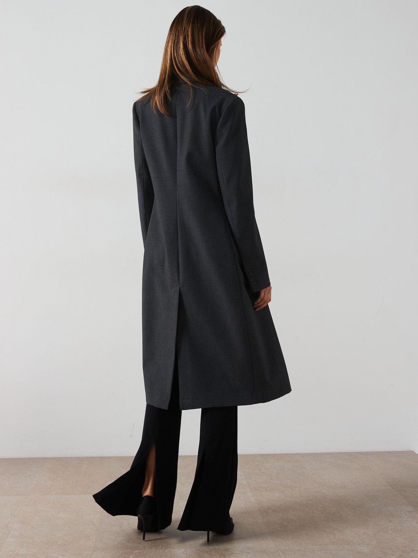 Image 2 of 4 of Mango Long Straight Fit Coat - Grey