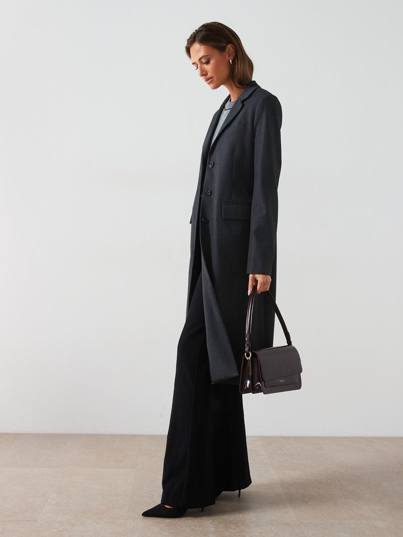 Image 3 of 4 of Mango Long Straight Fit Coat - Grey