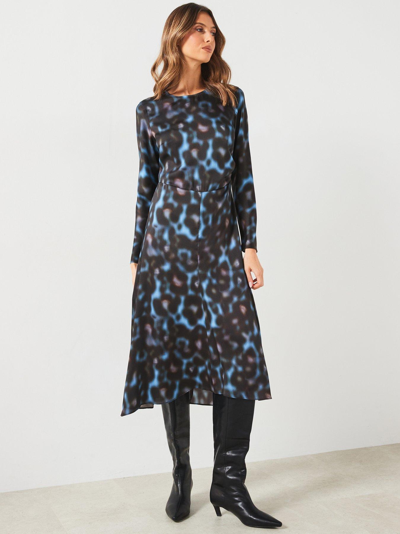 undefined Printed Draped Satin Dress - Multi
