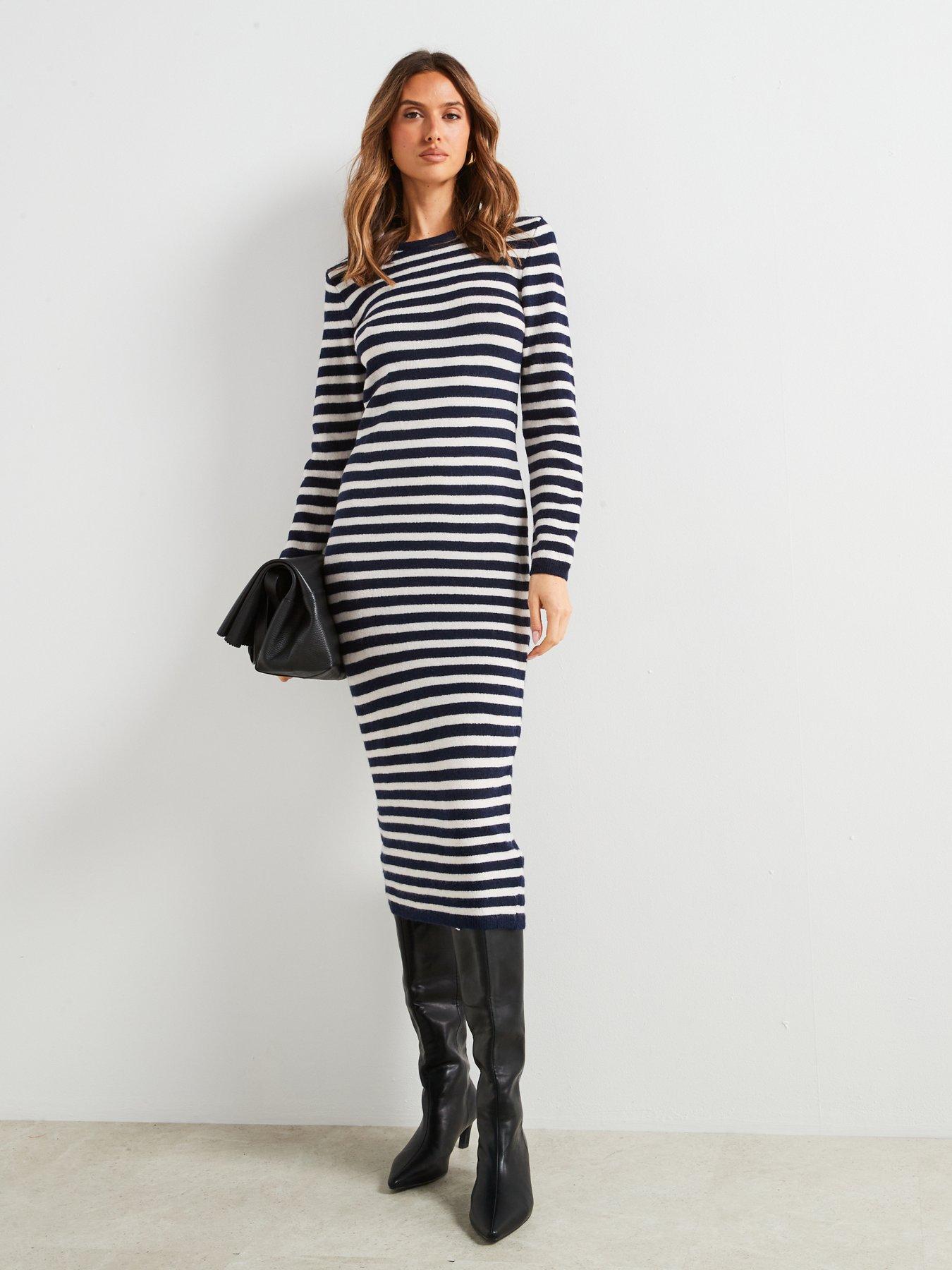Mango Striped Jersey Dress - Navy | Littlewoods