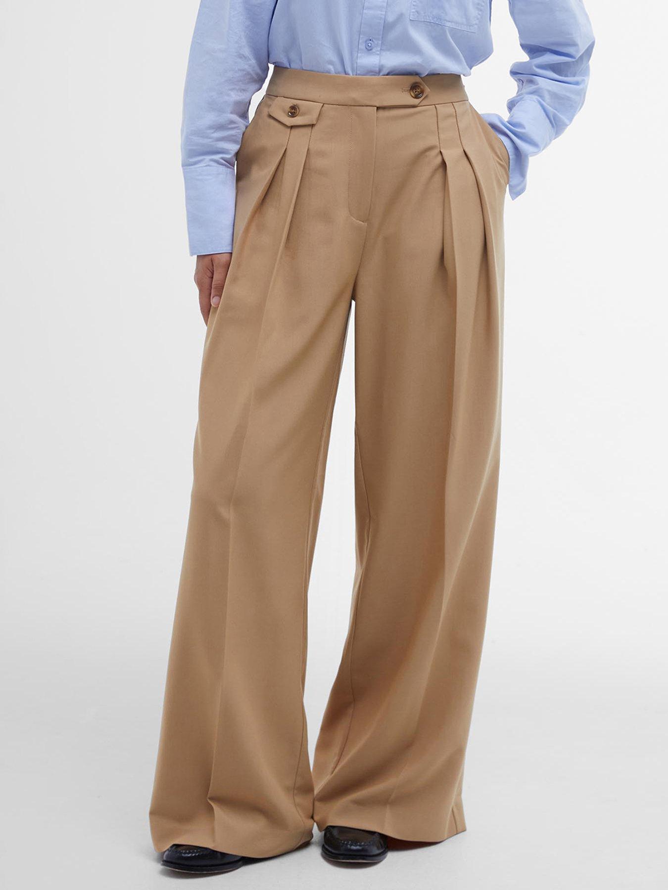  image of barbour-francis-wide-leg-trousers-beige