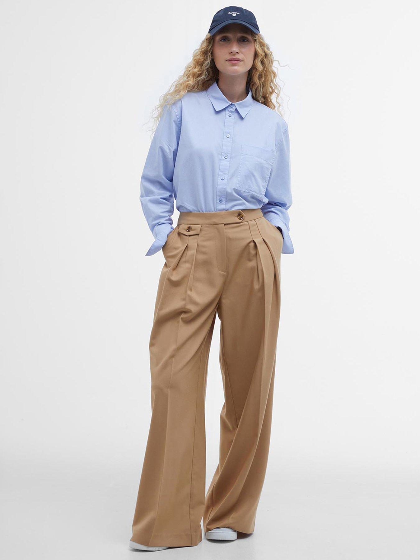  image of barbour-francis-wide-leg-trousers-beige