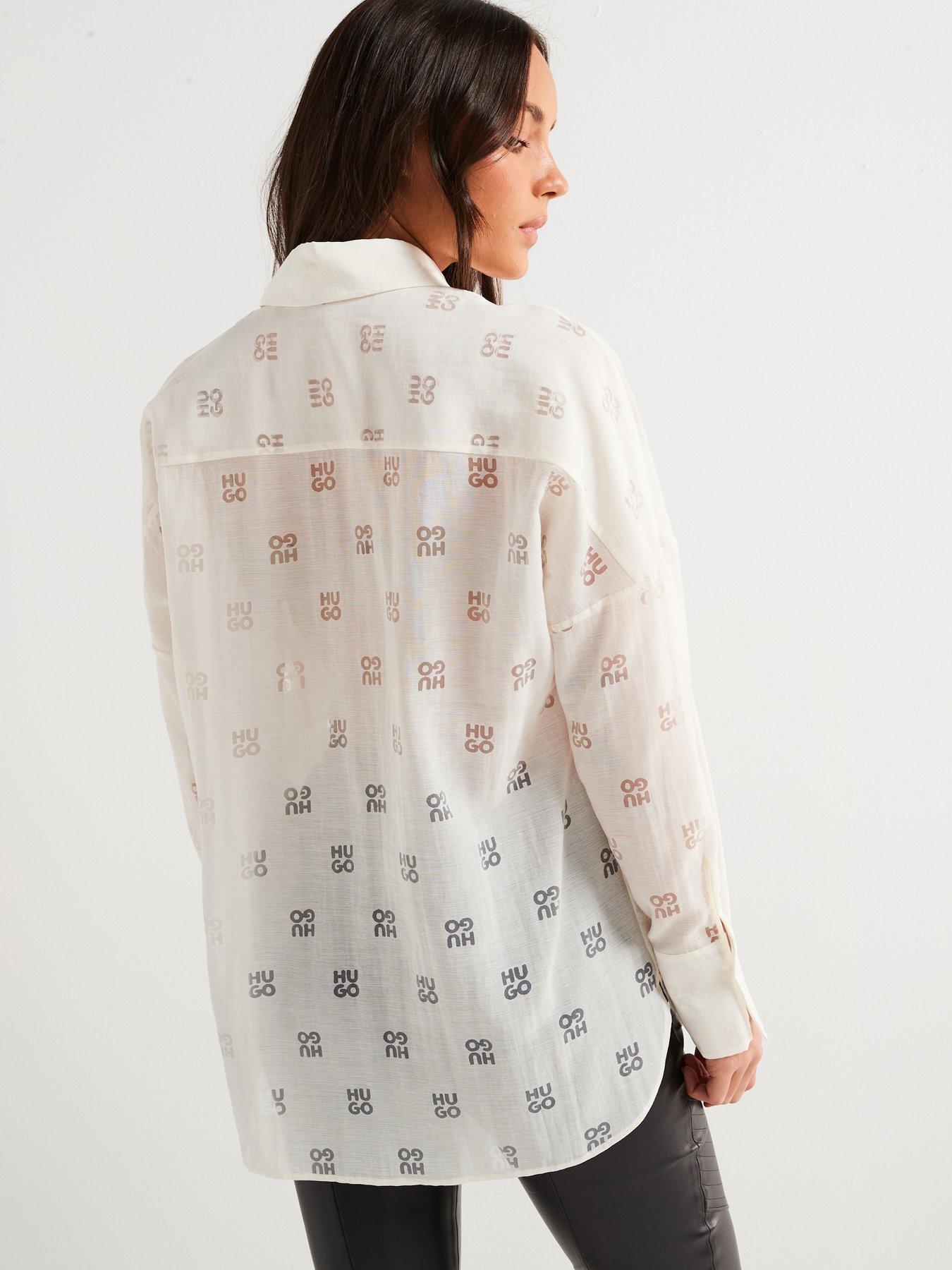 Image 2 of 5 of HUGO Essence All Over Logo Shirt - White