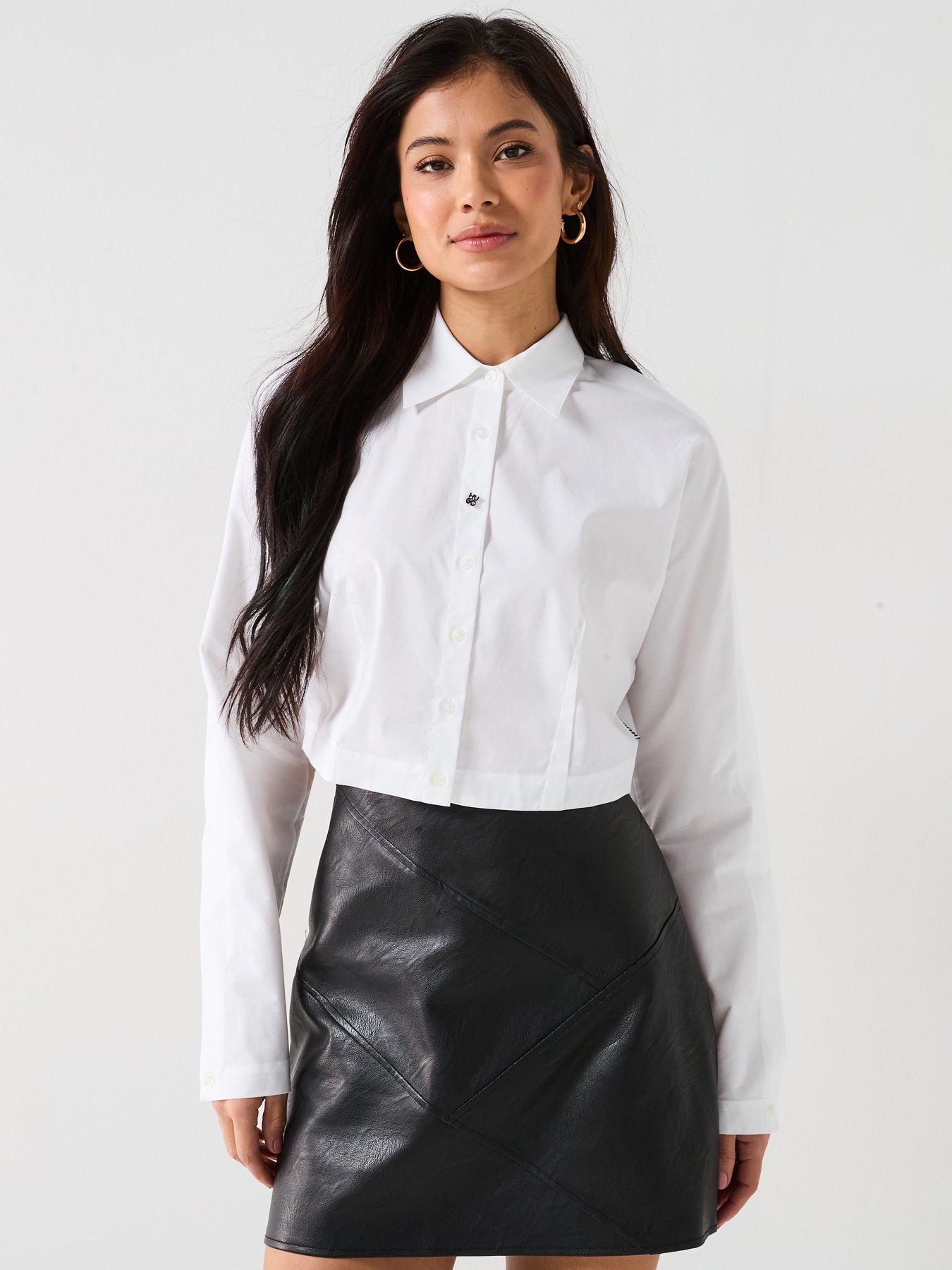 undefined Etsoukie Cropped Plain Shirt - White