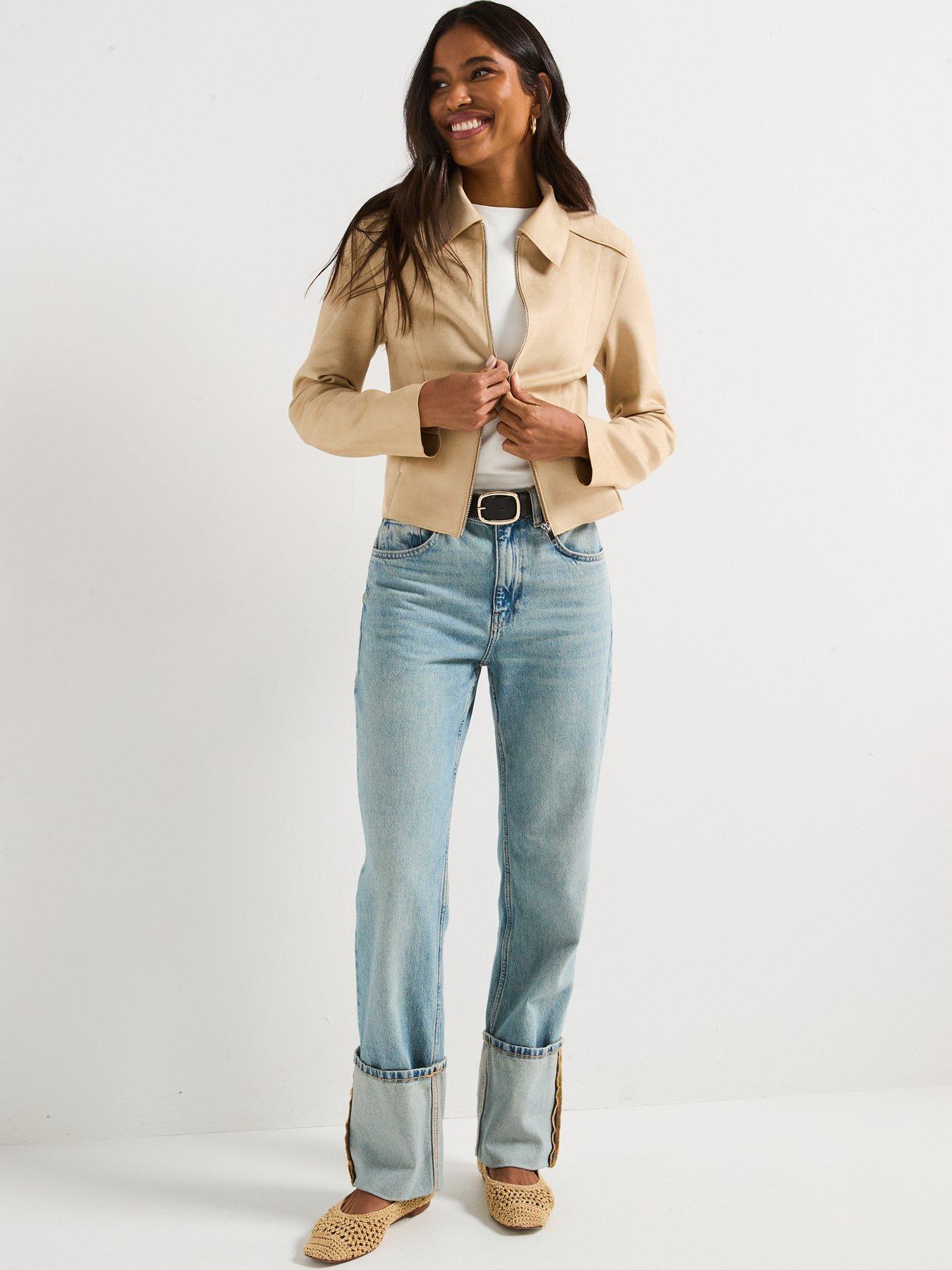  image of v-by-very-faux-suede-jacket-stone