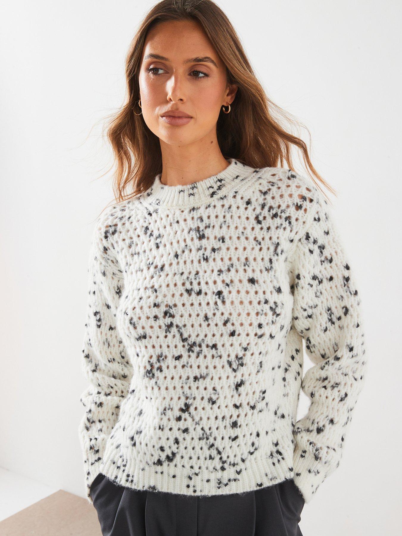 Image 1 of 6 of Mango Texture Marl Jumper - White