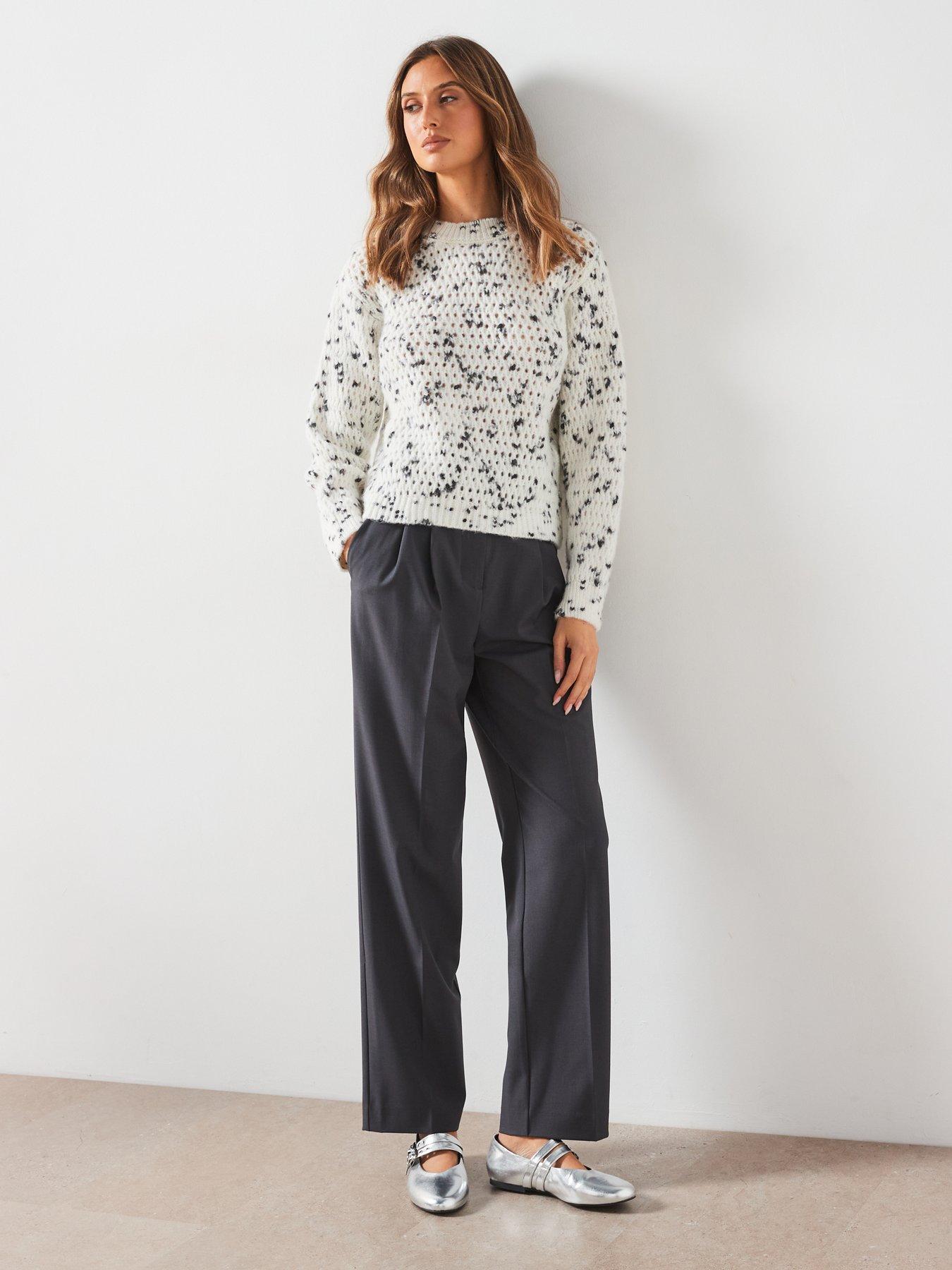 Image 3 of 6 of Mango Texture Marl Jumper - White