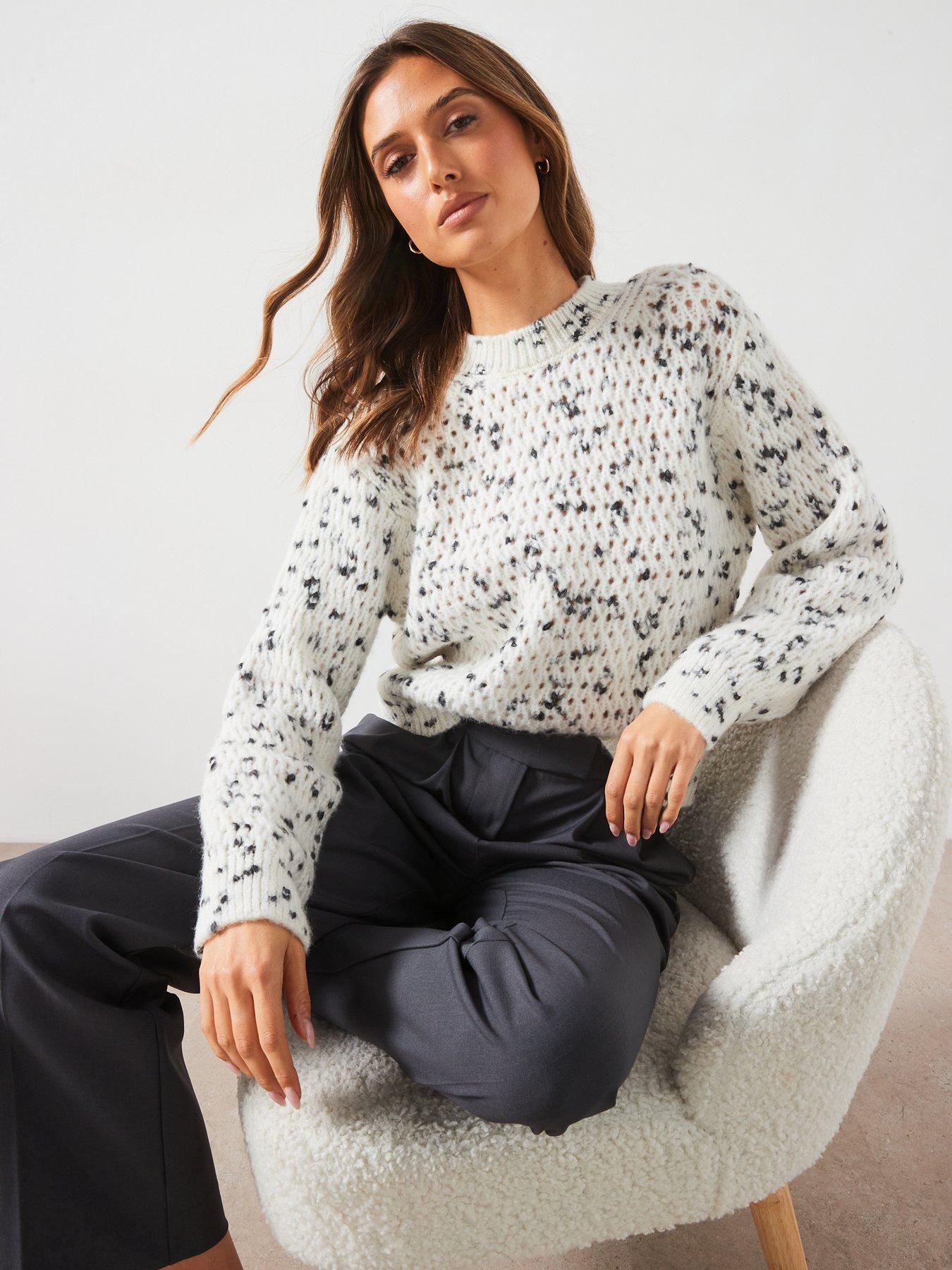 Image 5 of 6 of Mango Texture Marl Jumper - White