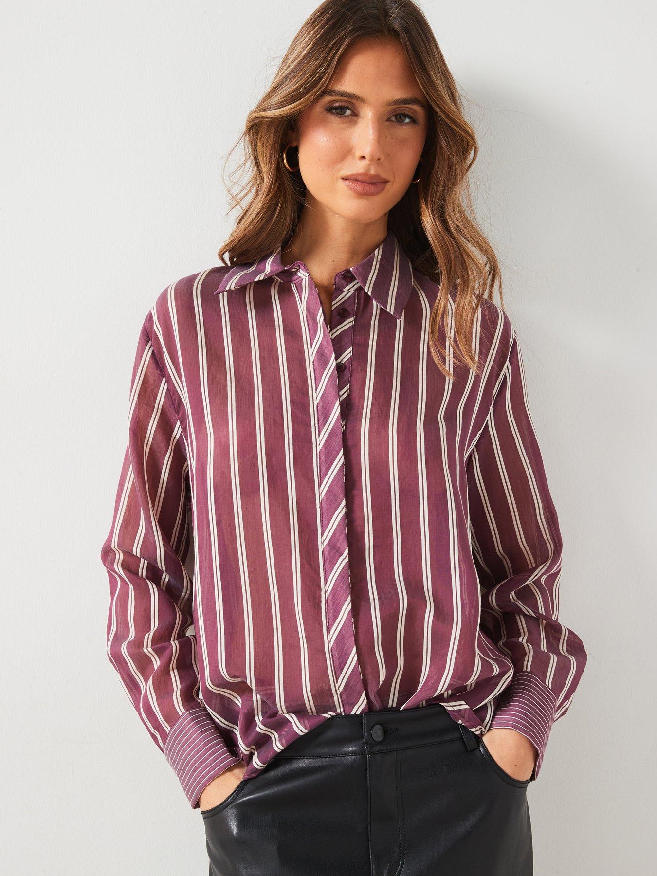 undefined Burgandy Striped Shirt - Red