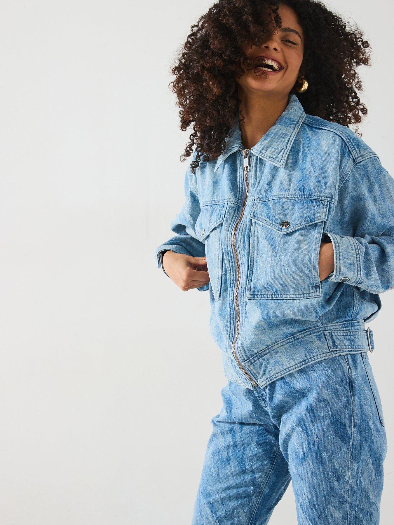 undefined Denim Bomber Trucker Jacket - Blue