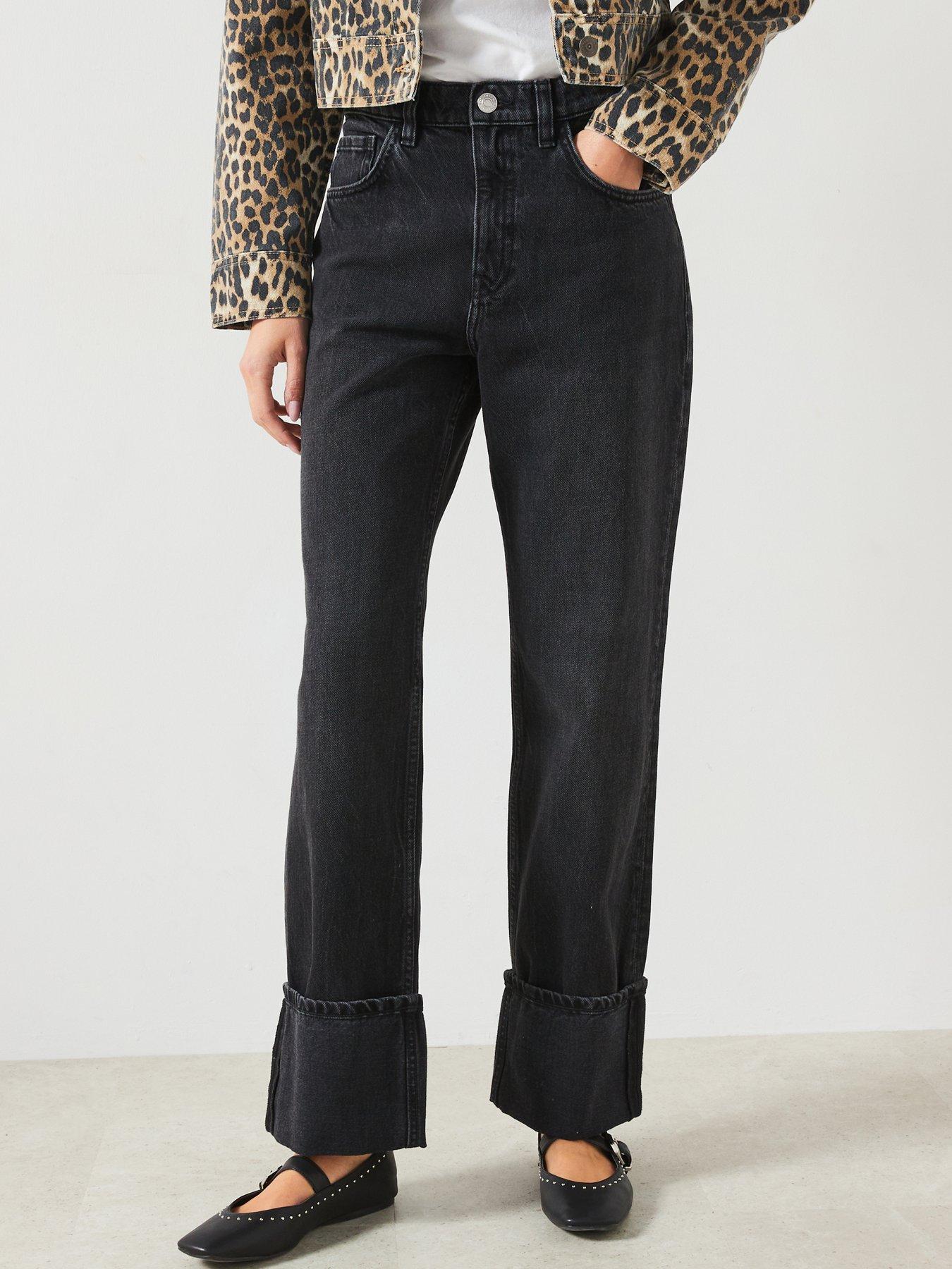 undefined Turn Up Straight Jean - Black