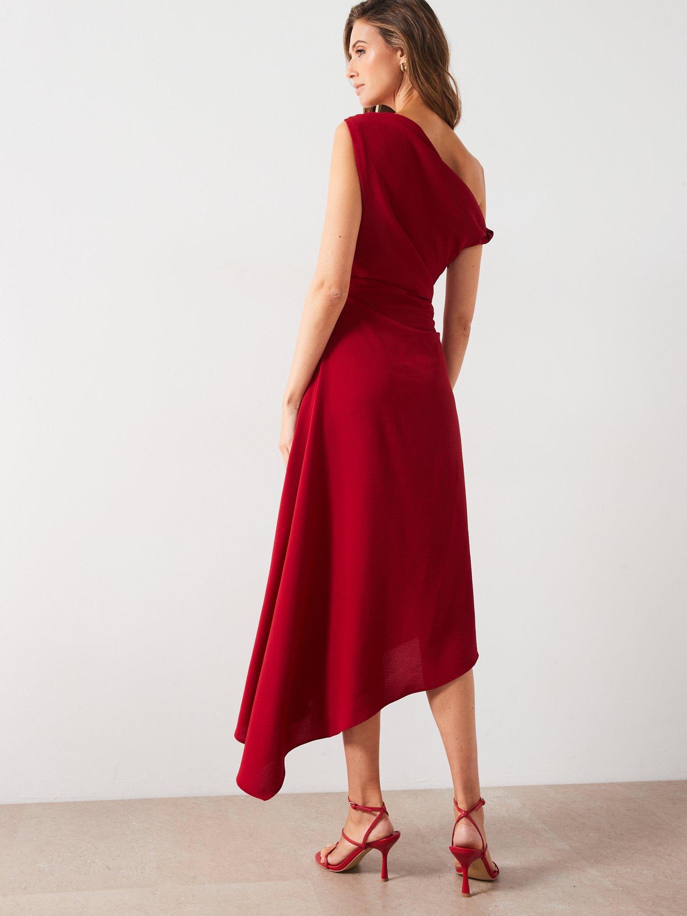 mango red one shoulder dress Buy MANGO Tie-Up Detail One Shoulder Party Maxi Dress with High Slit -  Dresses for Women 24705390