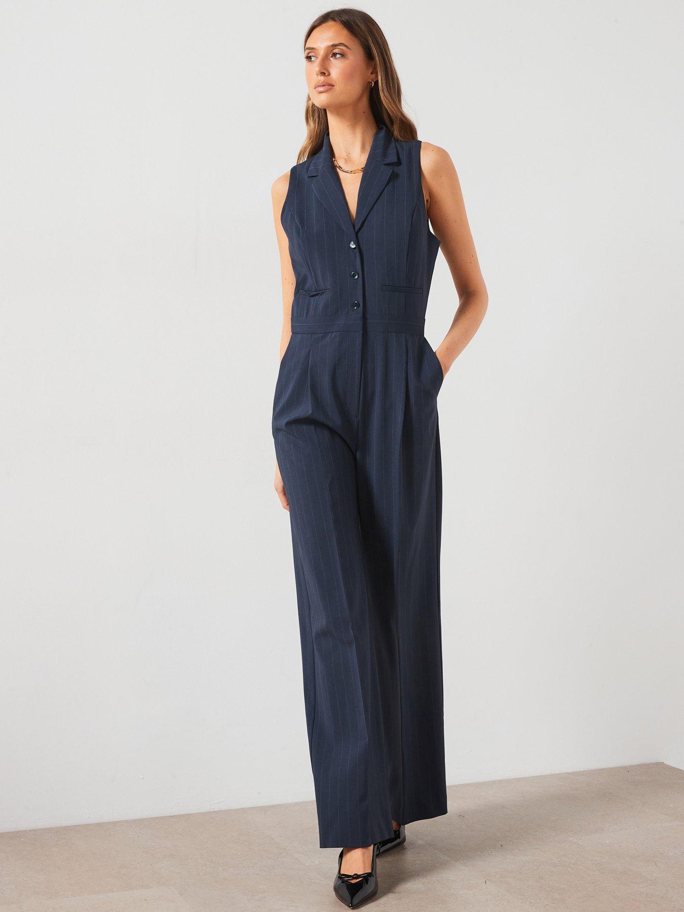 V by Very Waistcoat Jumpsuit Black littlewoods