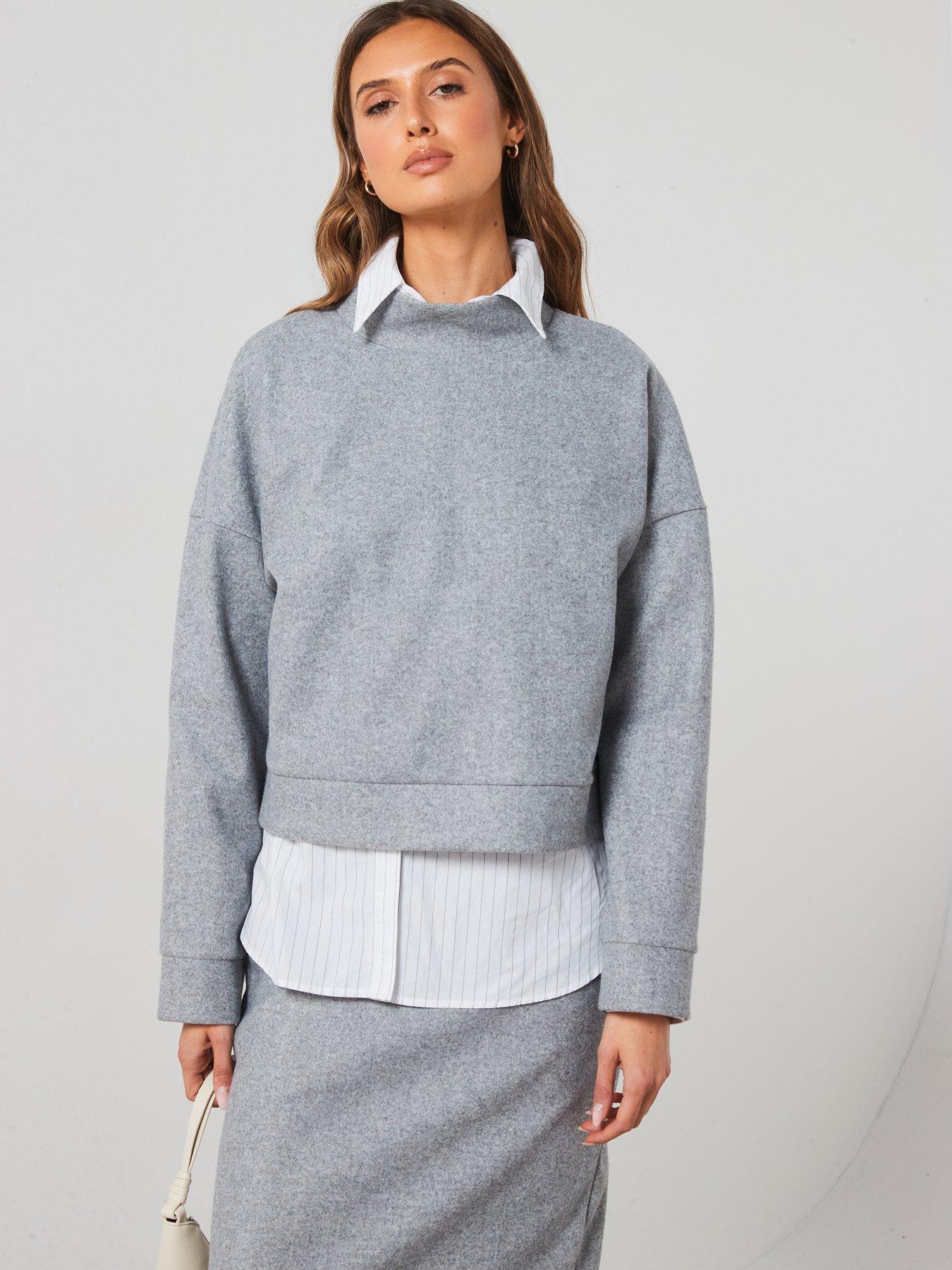 undefined Turtleneck Plush Sweatshirt - Grey