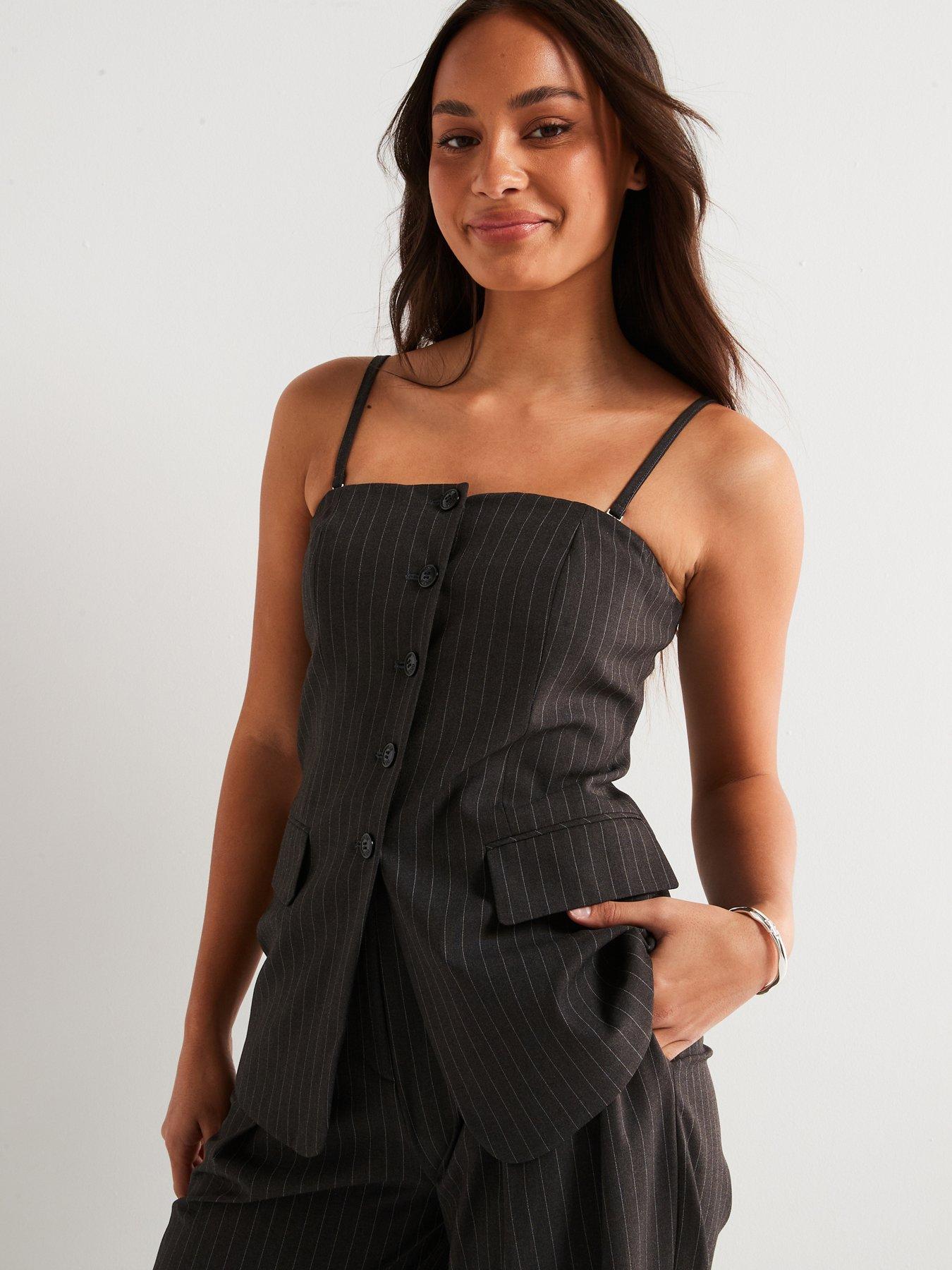 undefined Adiane Pinstripe Waistcoat - Grey