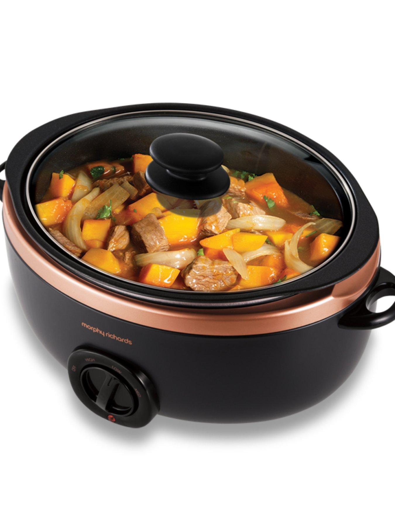  image of morphy-richards-sear-and-stew-black-and-rose-gold-65l-slow-cooker
