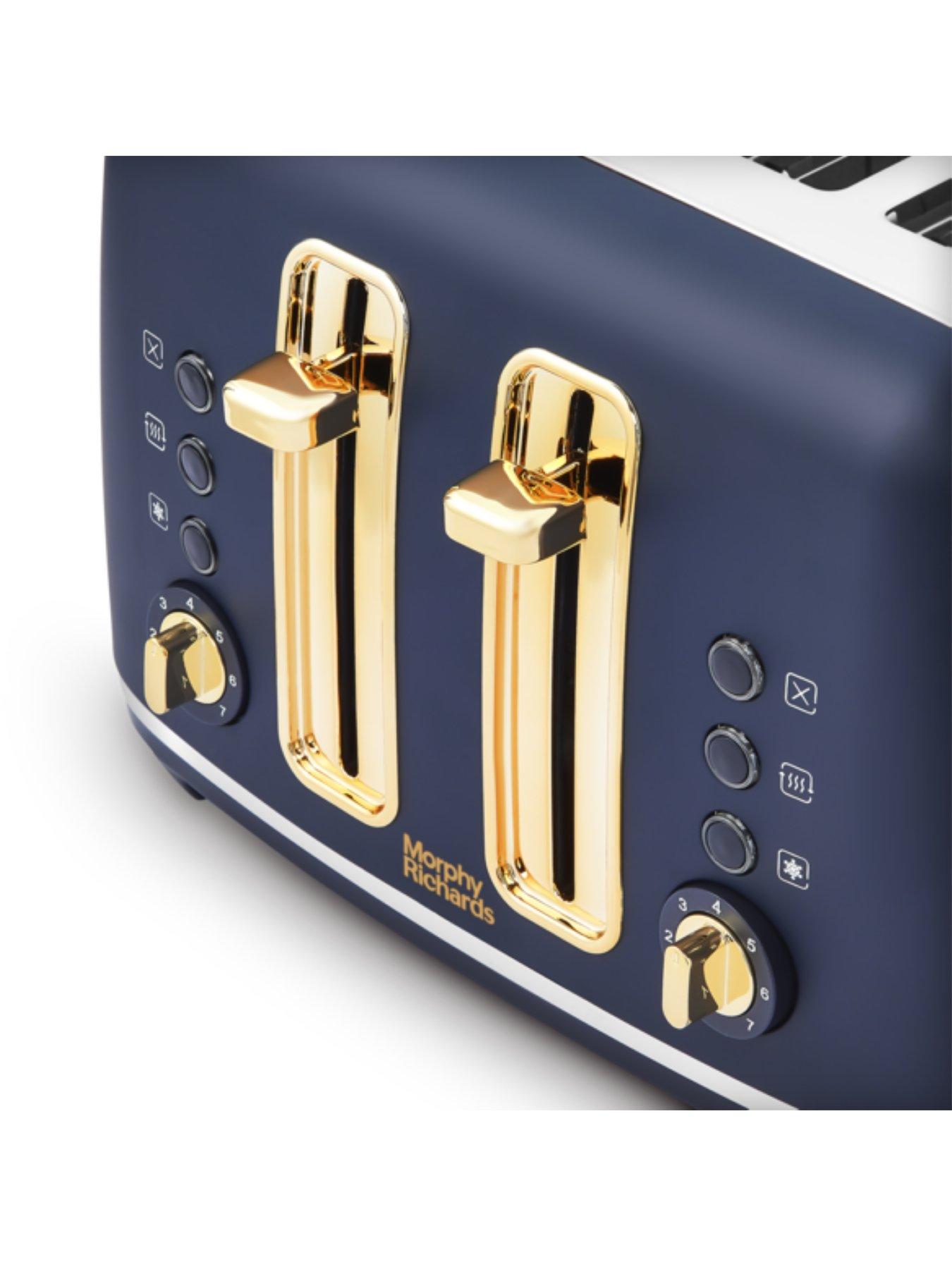  image of morphy-richards-accents-gold-4-slice-toaster-navy