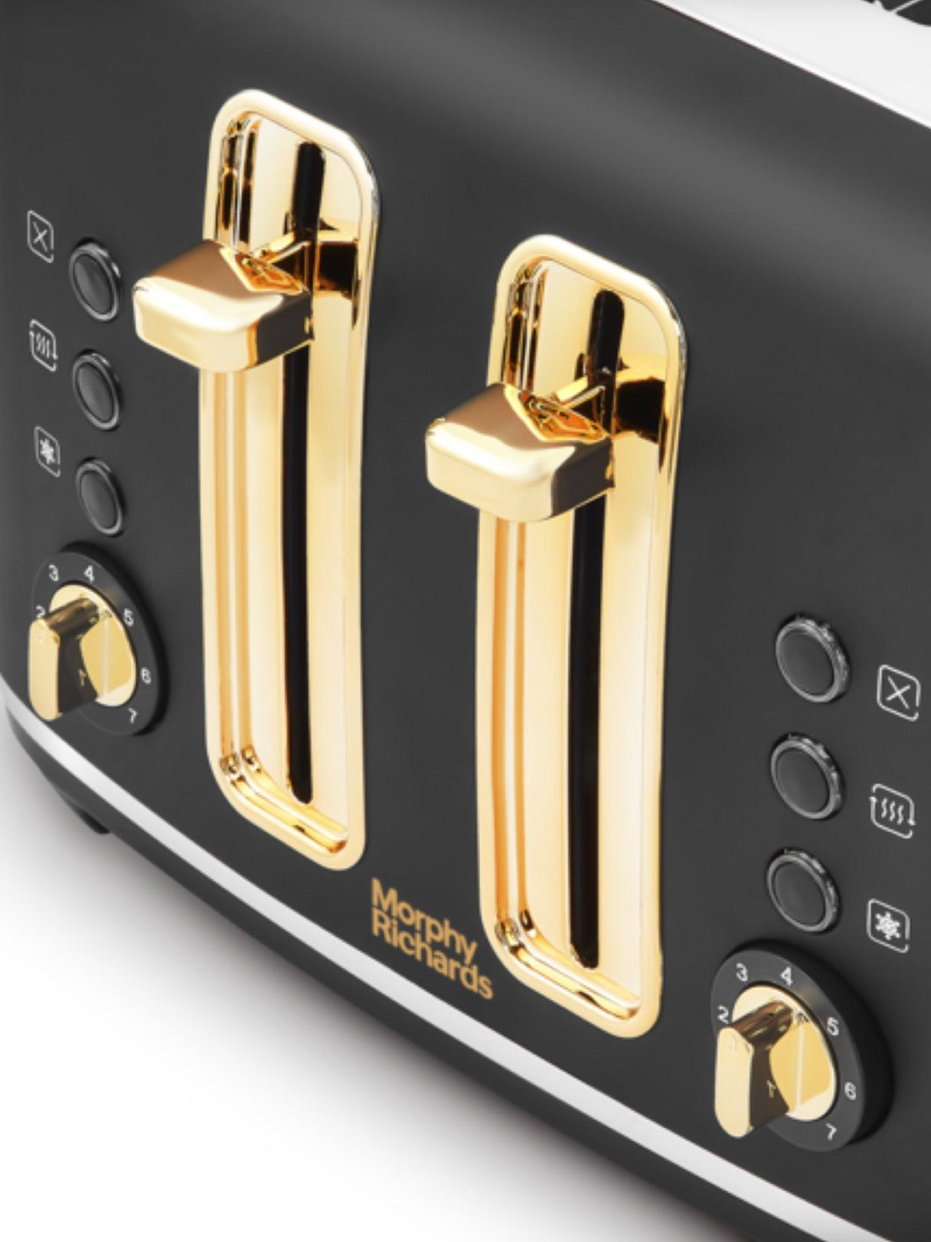  image of morphy-richards-accents-gold-4-slice-toaster-black