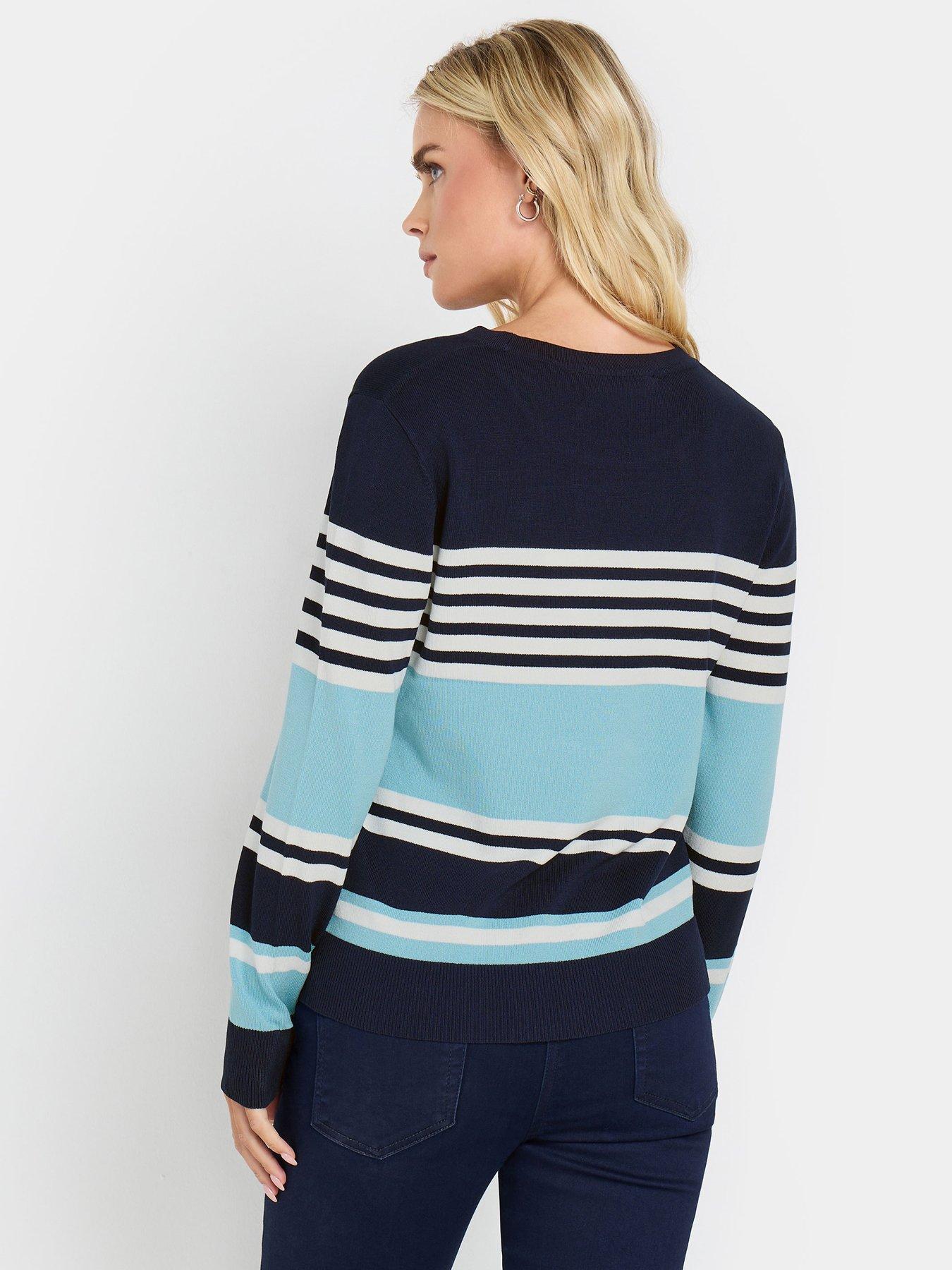Image 2 of 4 of M&Co Petite Multi Navy Stripe Jumper