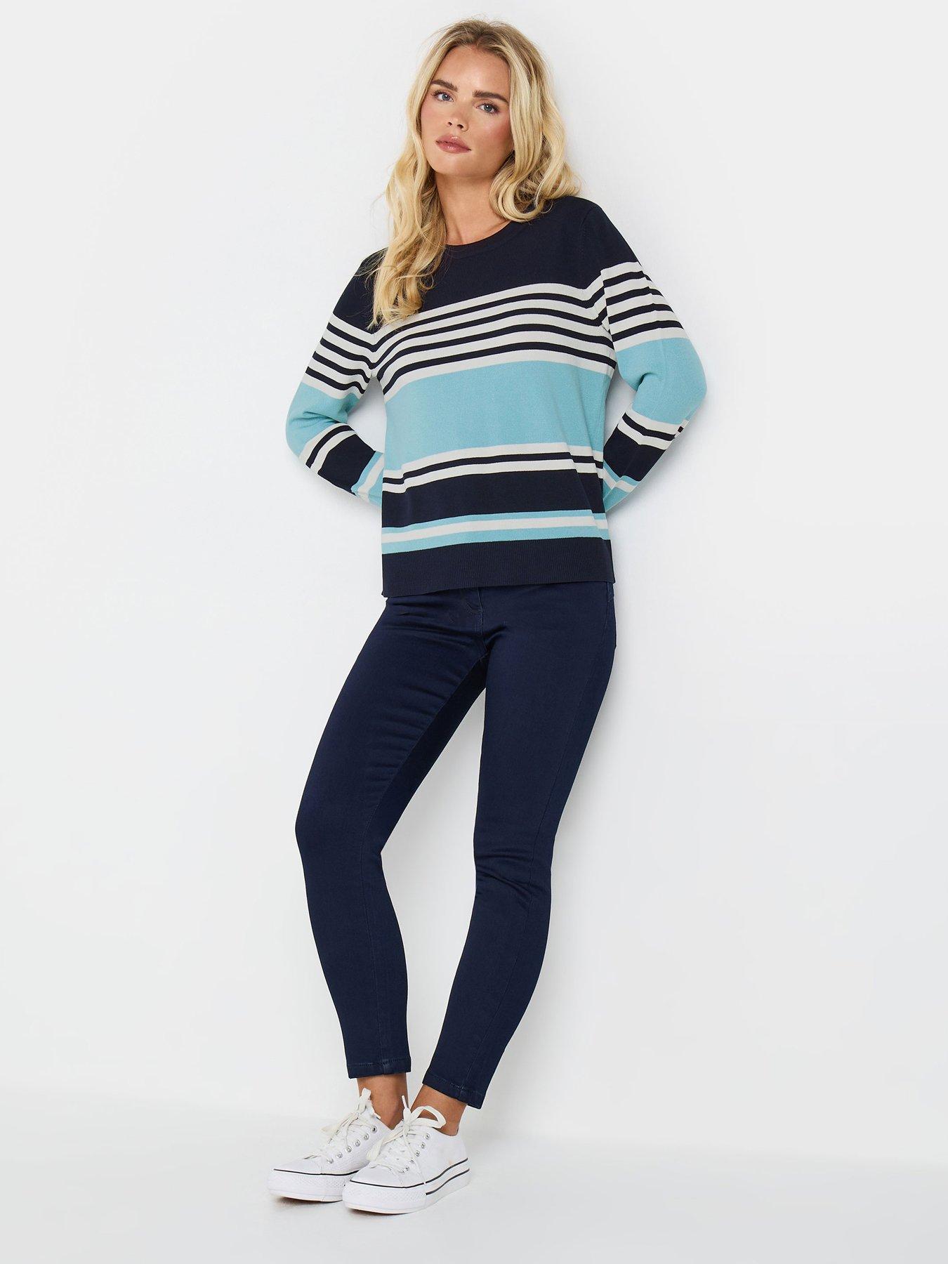 Image 3 of 4 of M&Co Petite Multi Navy Stripe Jumper