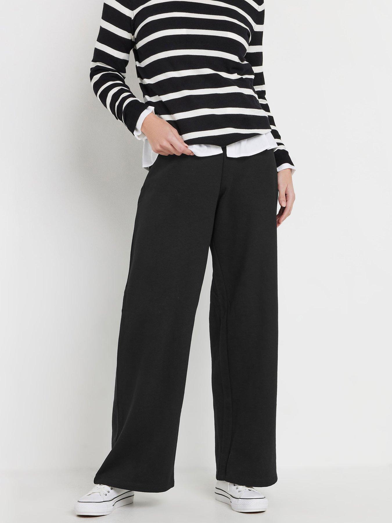 undefined Wide Leg Joggers - Black