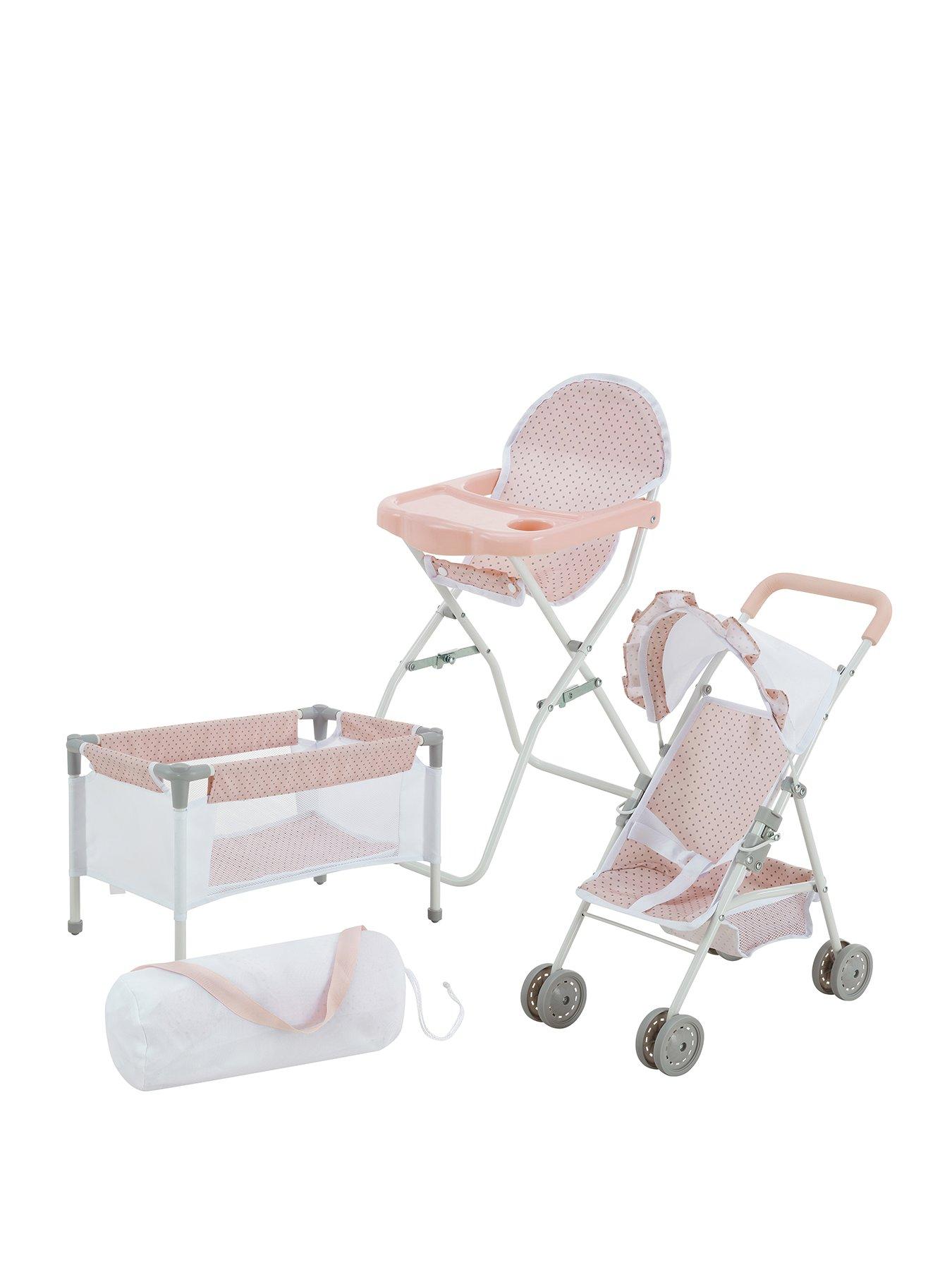 teamson-kids-polka-dots-princess-3-in-1-doll-nursery-set-pink-grey