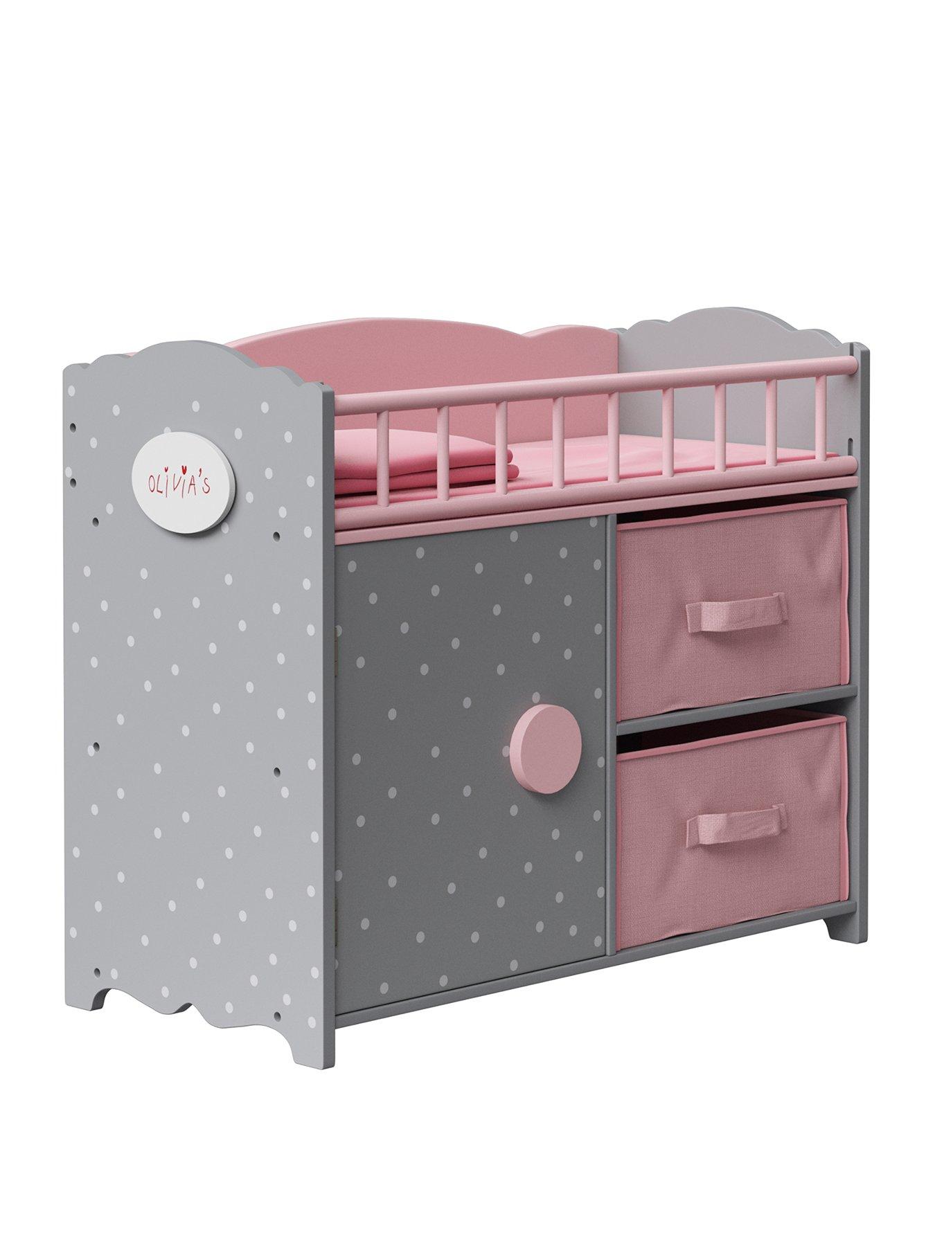 Teamson Kids Princess Baby Doll Crib with Cabinet and Cubby - Polka ...