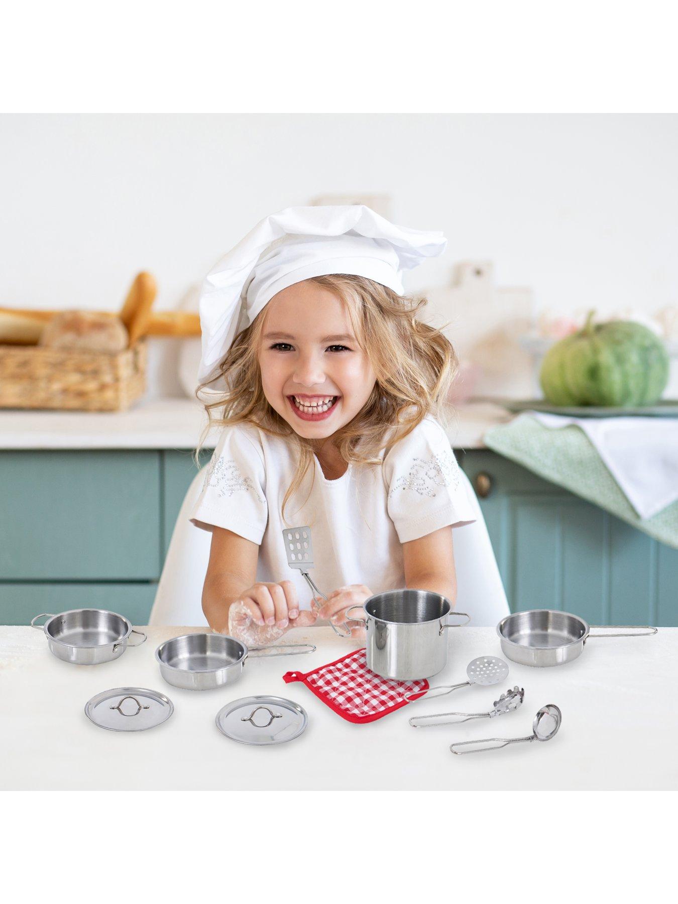  image of teamson-kids-little-chef-frankfurt-stainless-steel-cooking-accessory-set-multi-color--11-pcs