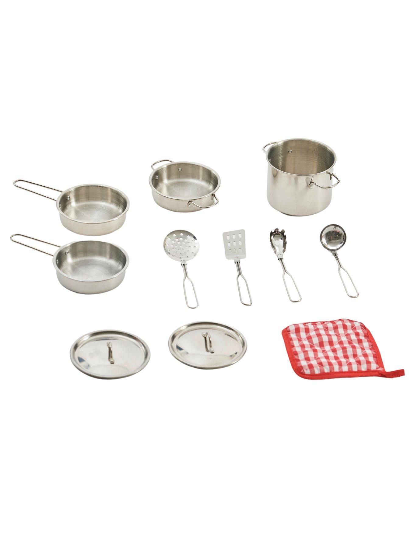  image of teamson-kids-little-chef-frankfurt-stainless-steel-cooking-accessory-set-multi-color--11-pcs