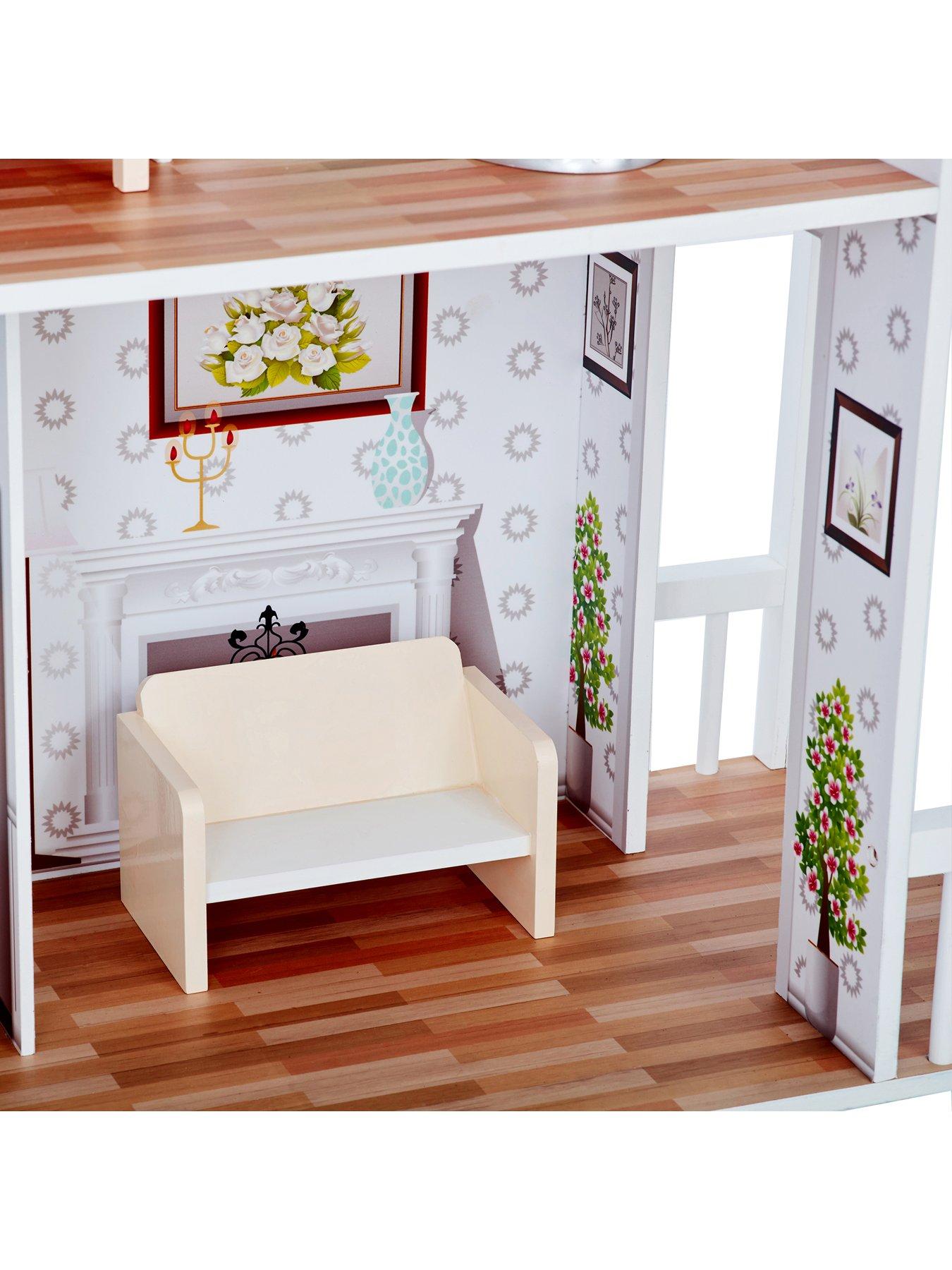  image of teamson-kids-olivias-little-worldnbspdreamland-farmhousenbspdoll-house-white-grey