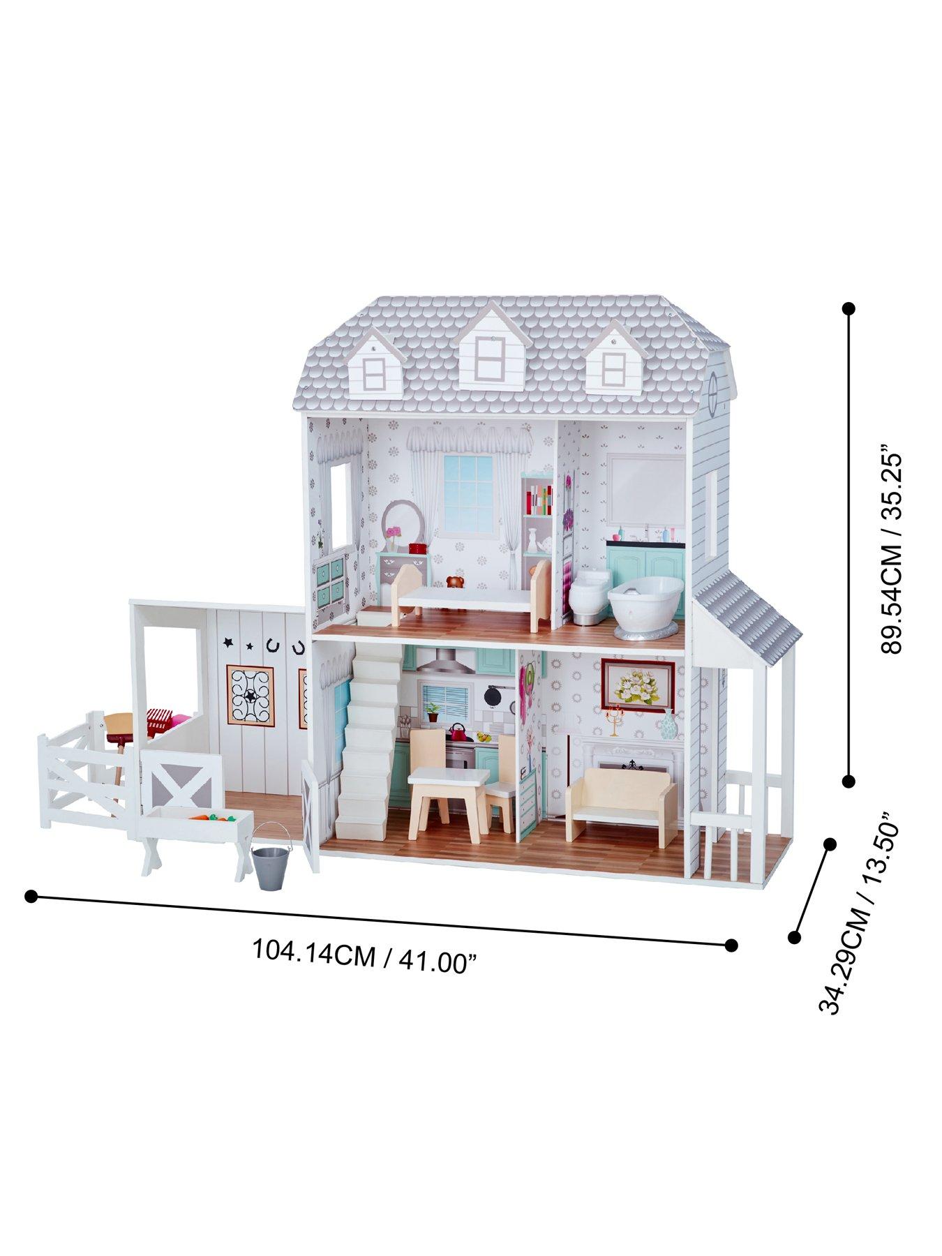  image of teamson-kids-olivias-little-worldnbspdreamland-farmhousenbspdoll-house-white-grey
