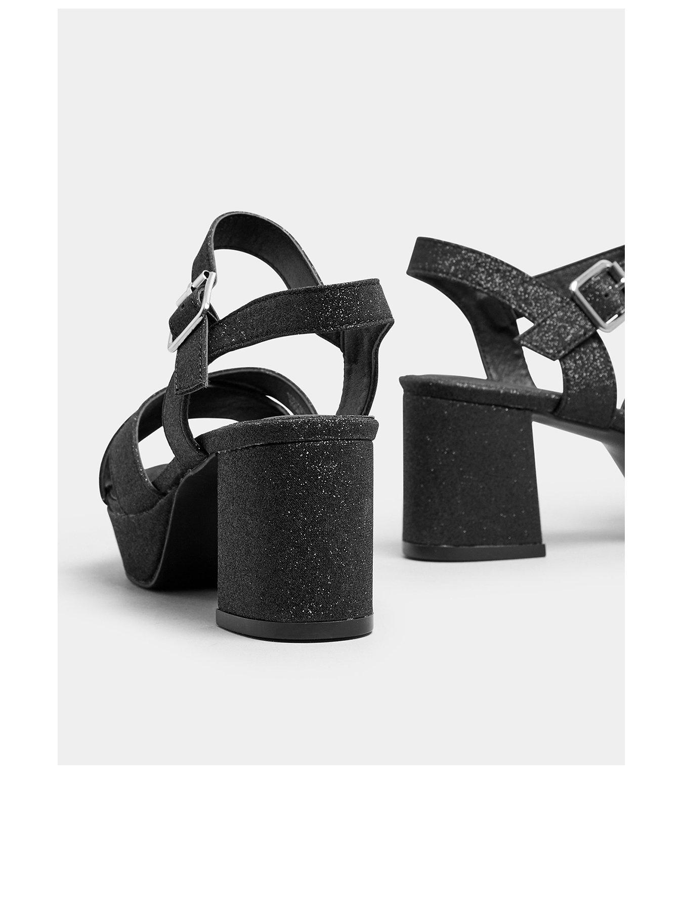  image of yours-extra-wide-fit-glitter-cross-over-strap-heels-black