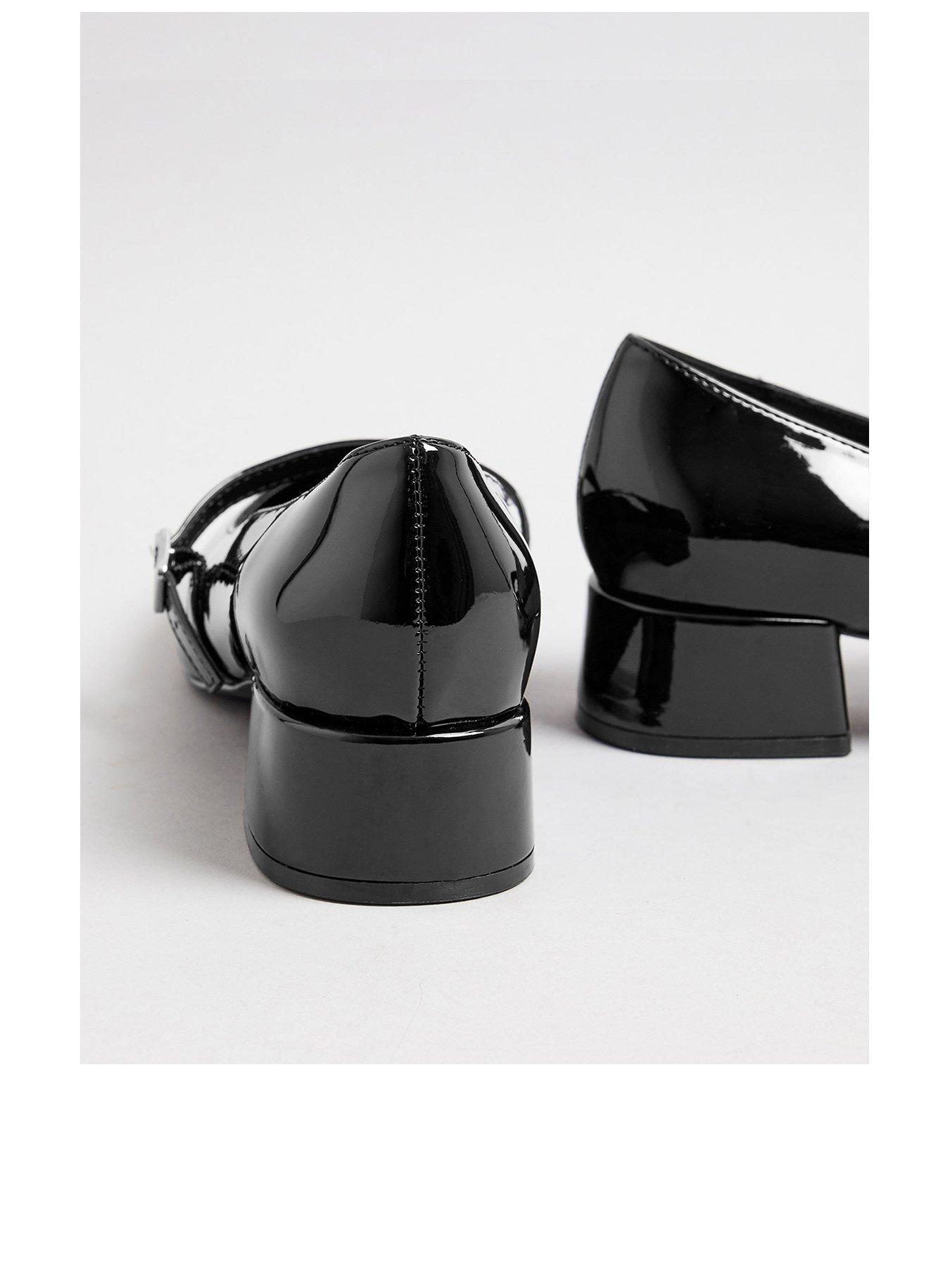 Yours Extra Wide Fit Patent Block Heel Mary Jane Shoes Black