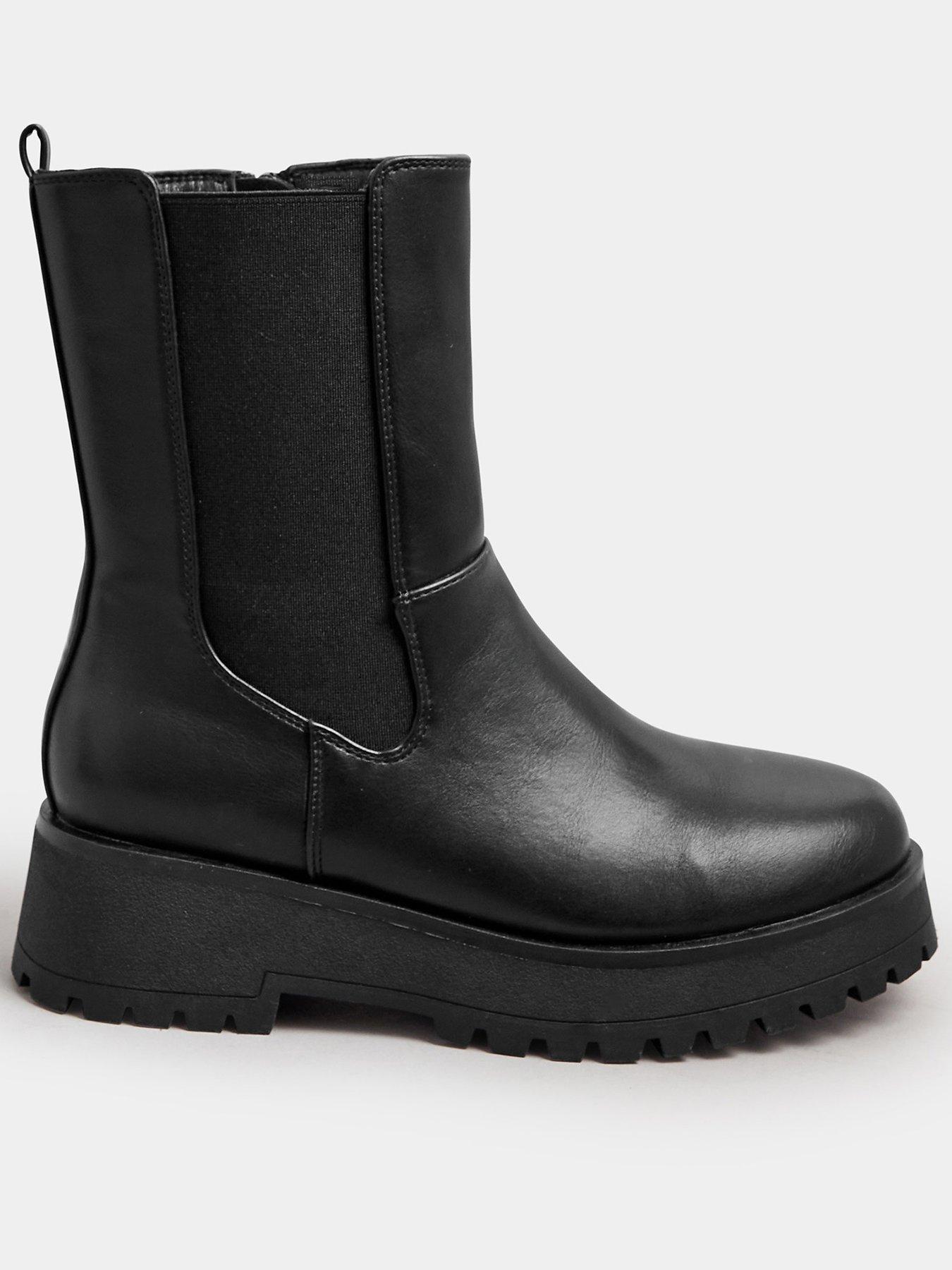 Yours Extra Wide Fit Chunky Wedge Chelsea Boot - Black