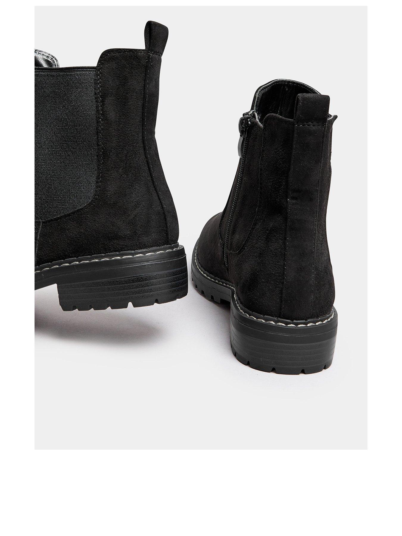 Image 3 of 4 of Yours Faux Suede Chelsea Boots In Extra Wide EEE Fit - Black