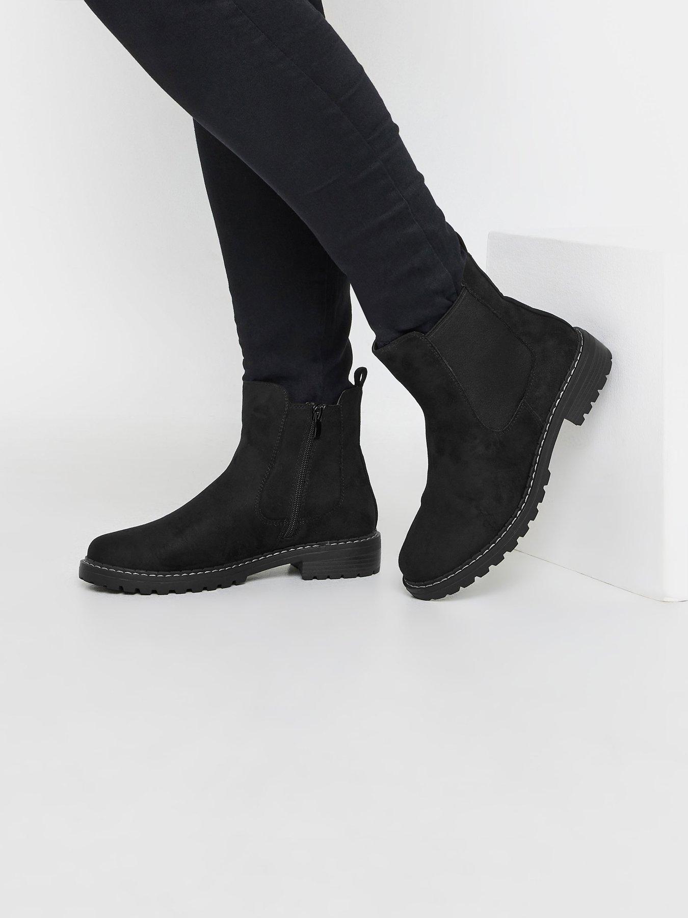 Image 4 of 4 of Yours Faux Suede Chelsea Boots In Extra Wide EEE Fit - Black