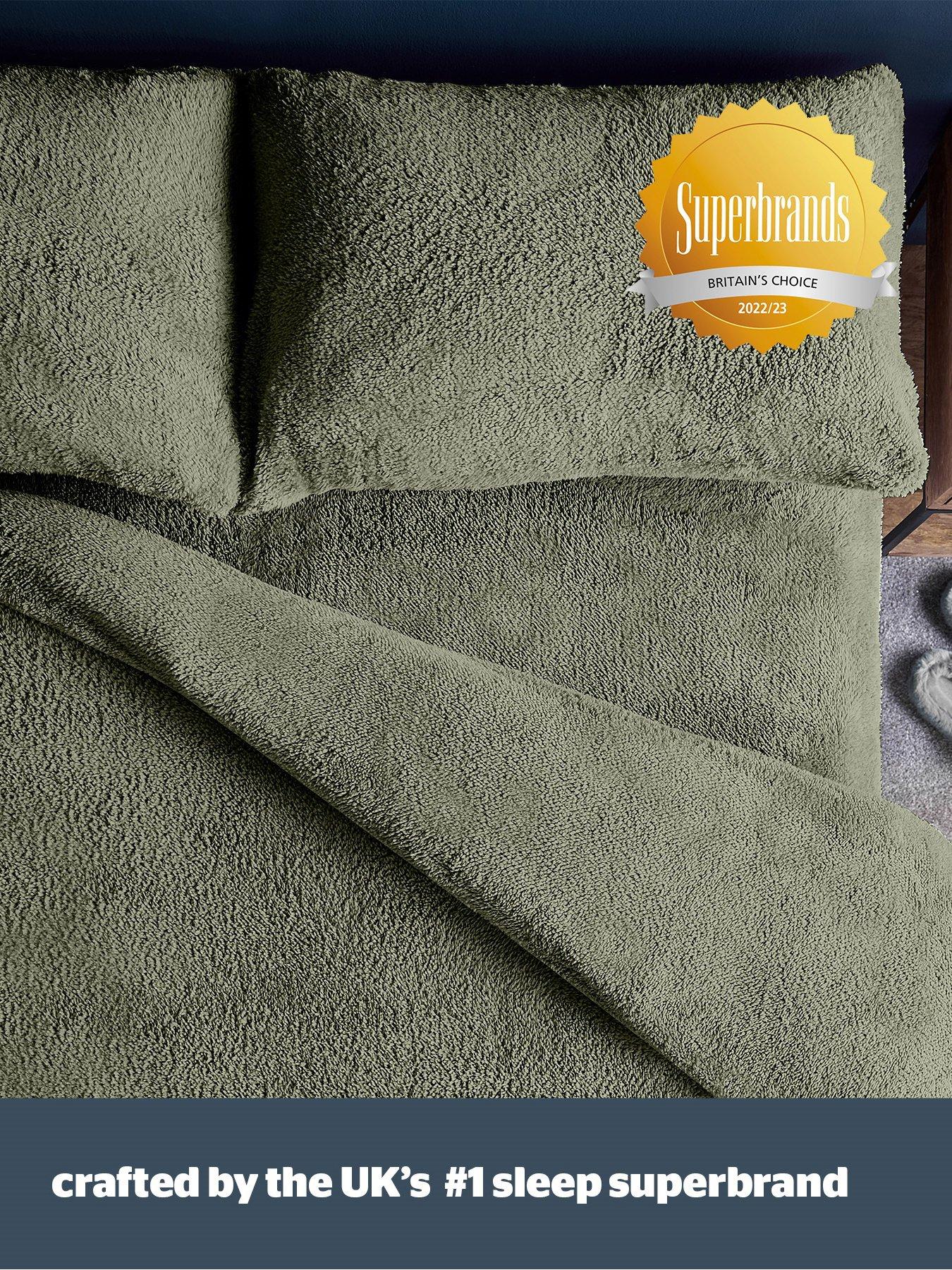 Image 3 of 5 of Silentnight Teddy Fleece Duvet Set - Sage - King