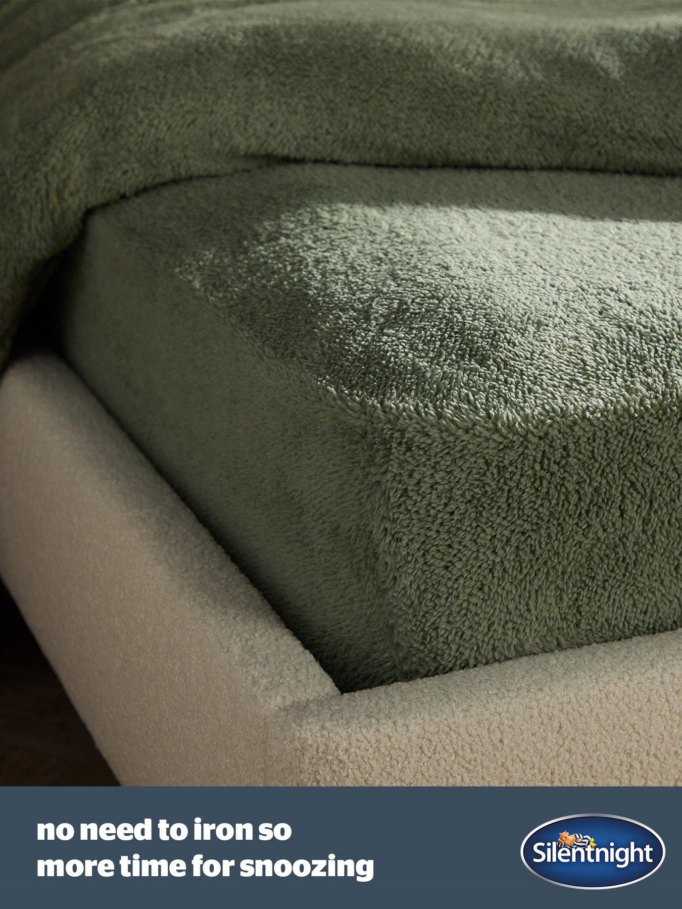 image of silentnight-teddy-fleece-fitted-sheet-sage-king