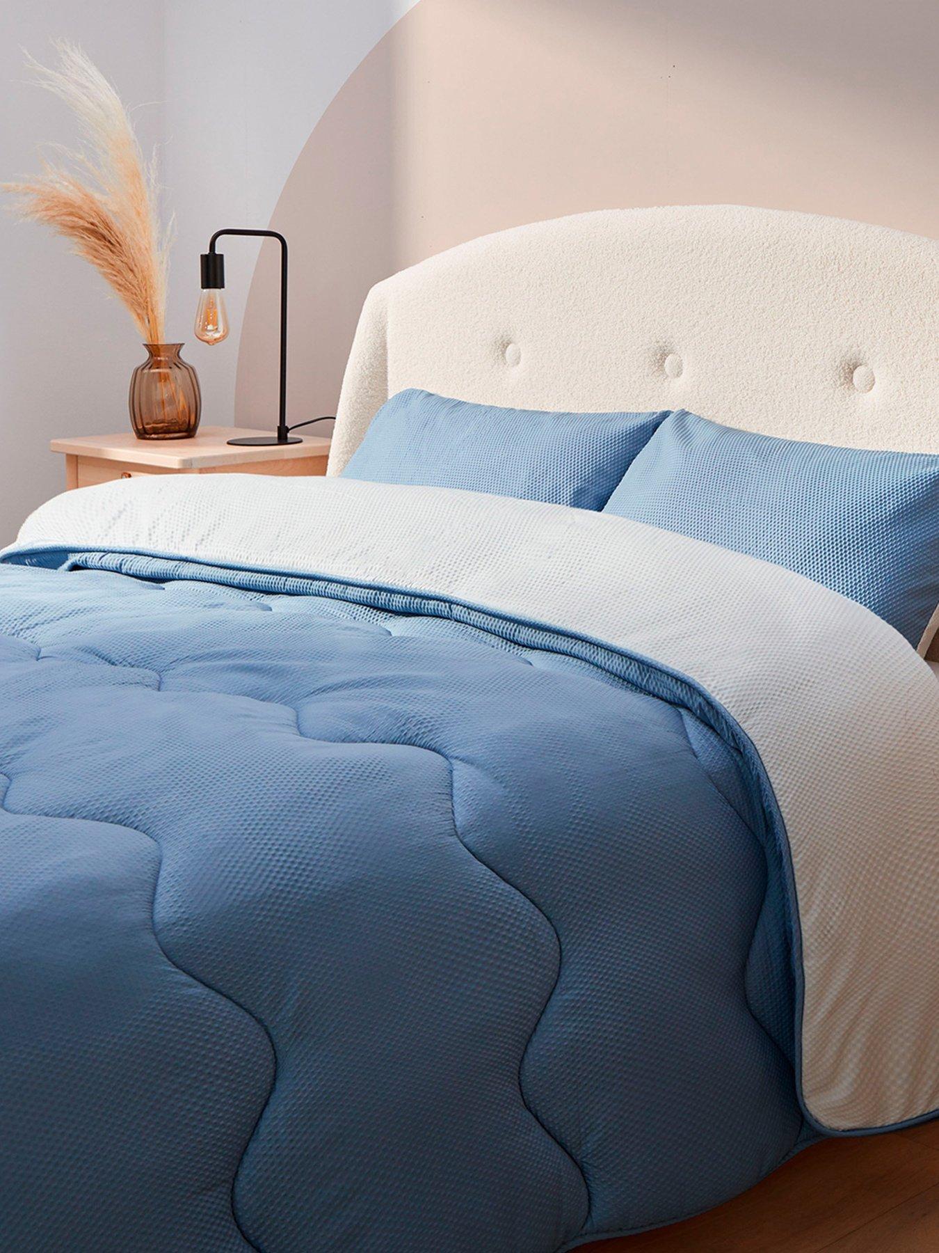  image of silentnight-seersucker-coverless-duvet-and-pillowcase-set-105-tog-greyblue-double