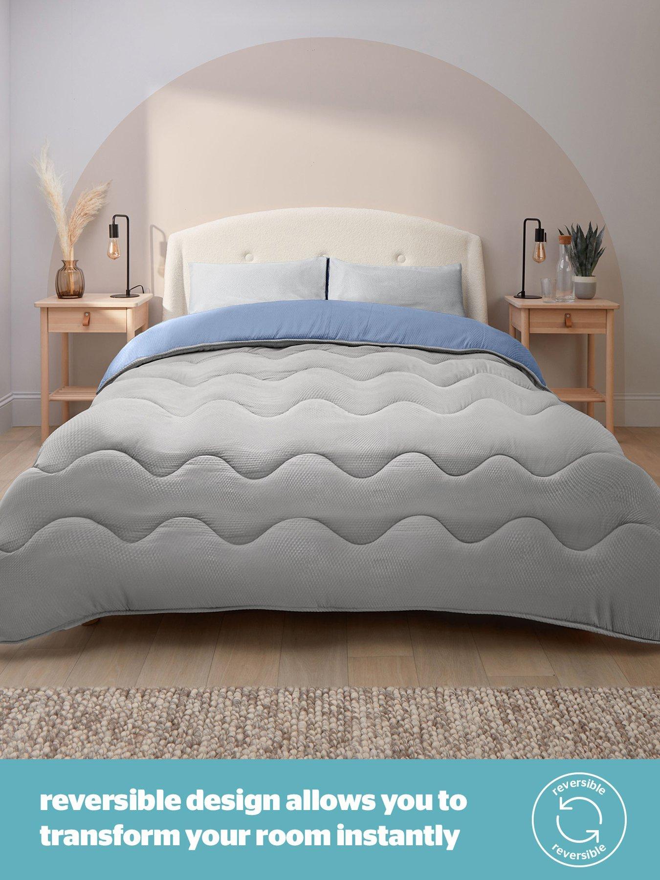  image of silentnight-seersucker-coverless-duvet-and-pillowcase-set-105-tog-greyblue-double