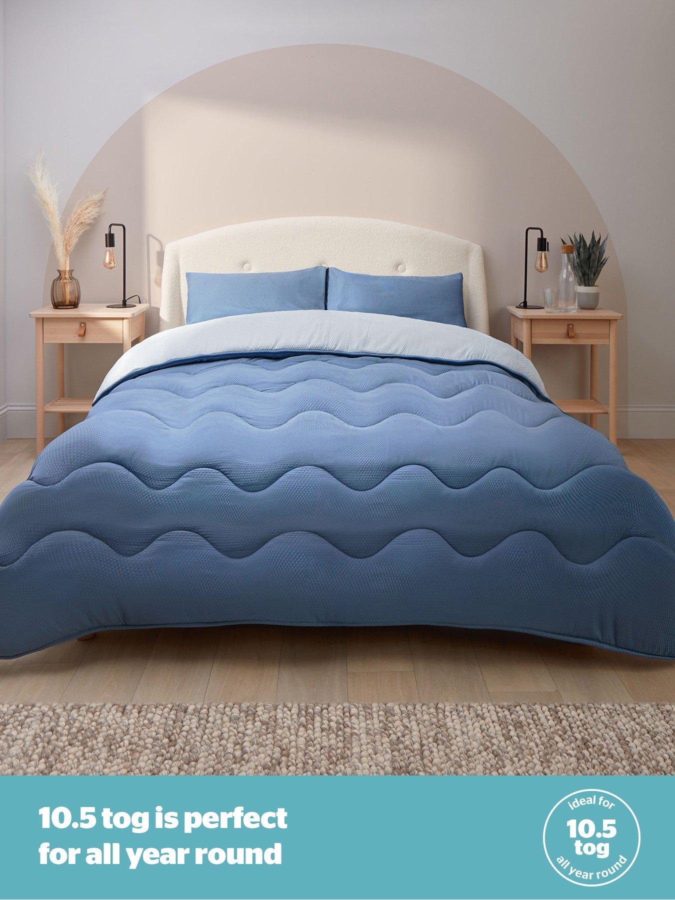  image of silentnight-seersucker-coverless-duvet-and-pillowcase-set-105-tog-greyblue-double