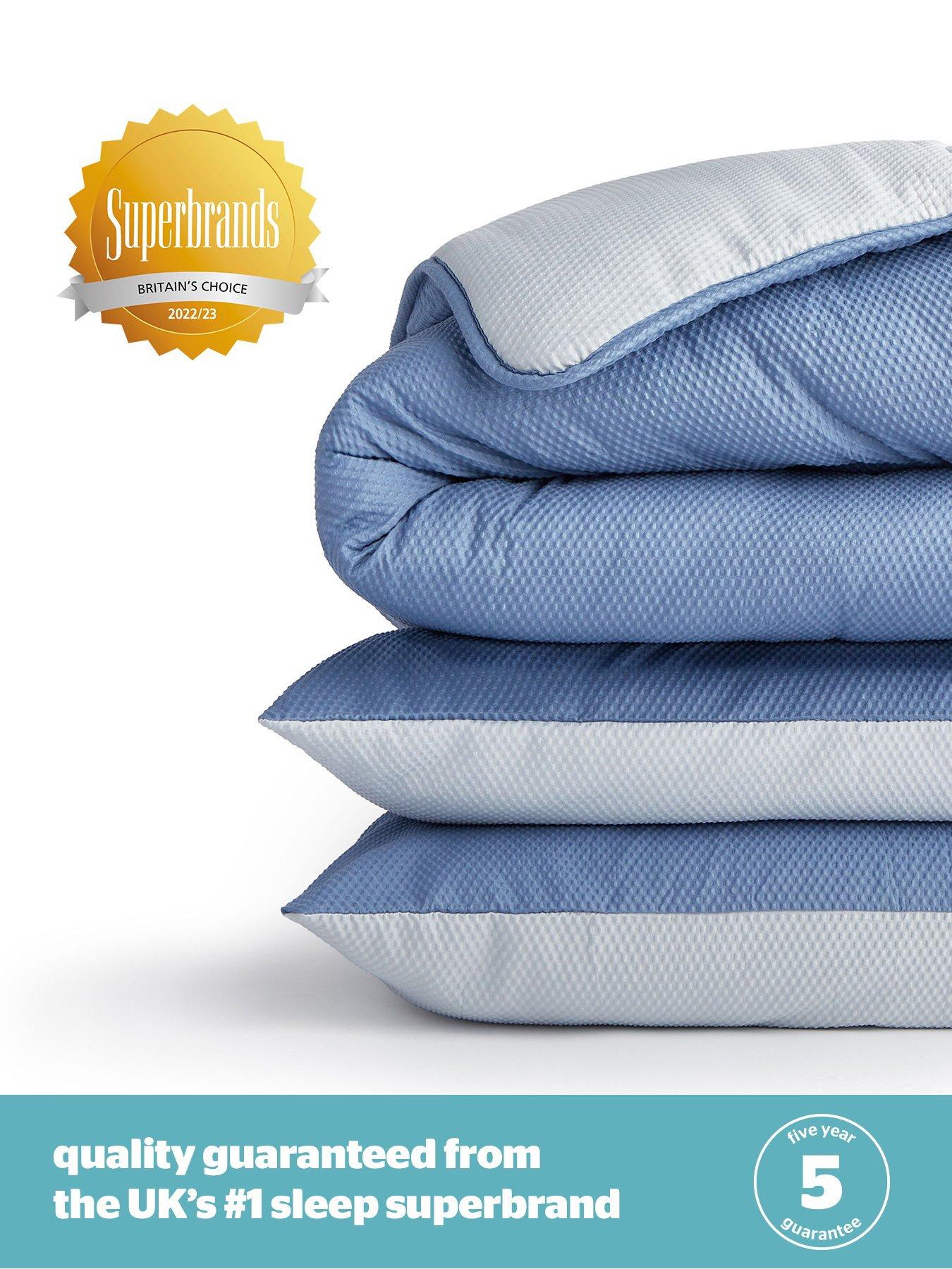  image of silentnight-seersucker-coverless-duvet-and-pillowcase-set-105-tog-greyblue-double