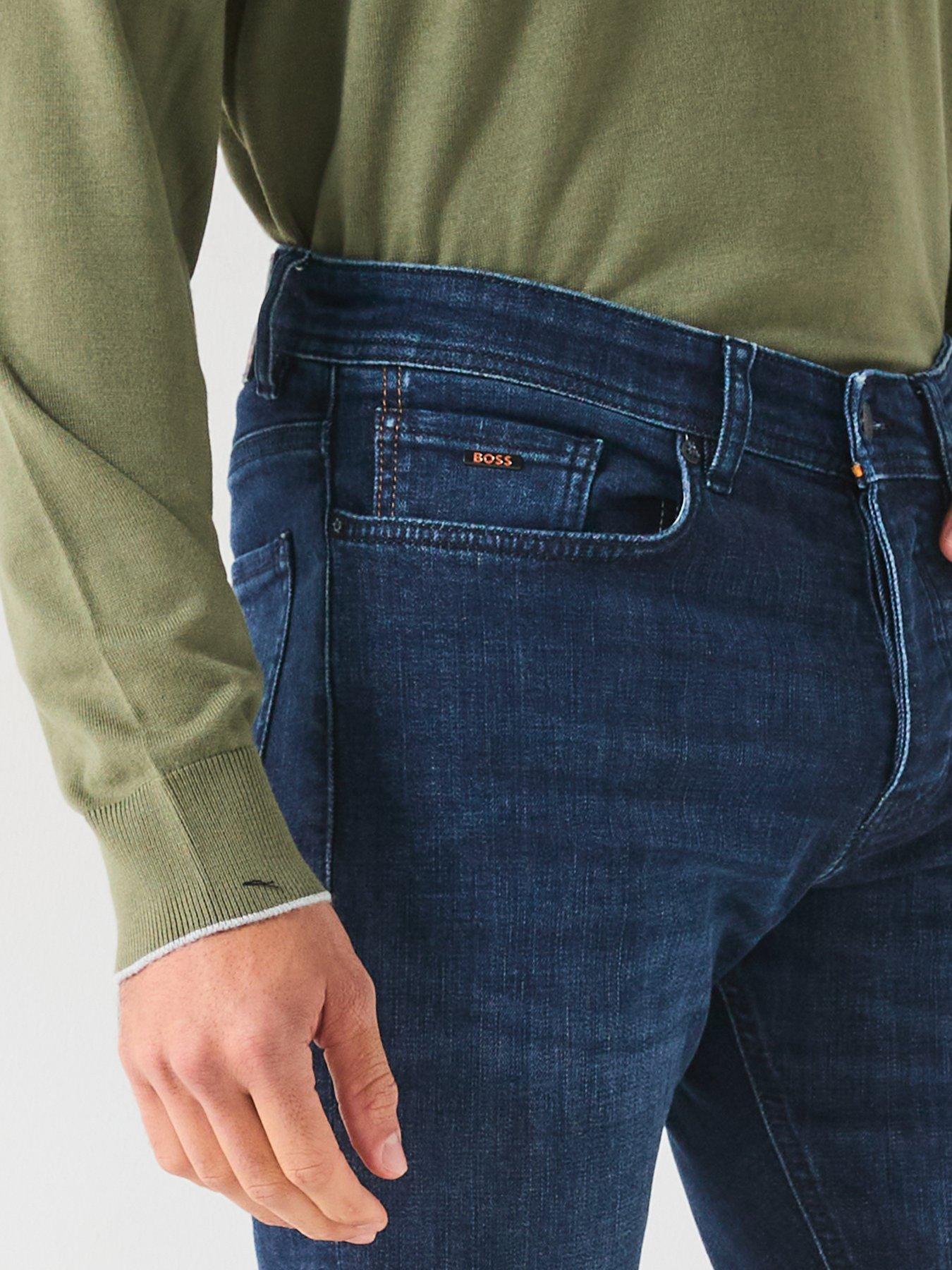  image of boss-taber-bc-tapered-fit-jeans-navy