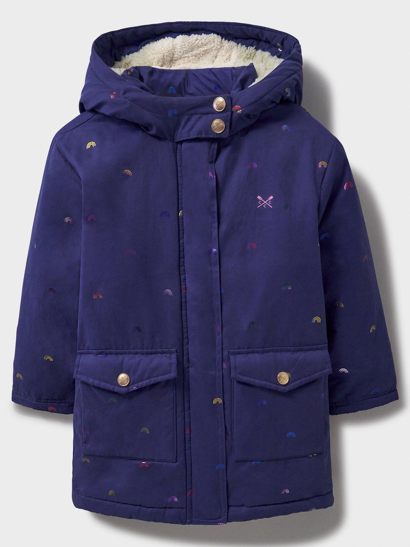 undefined Girls Mid Weight Printed Padded Jacket - Navy