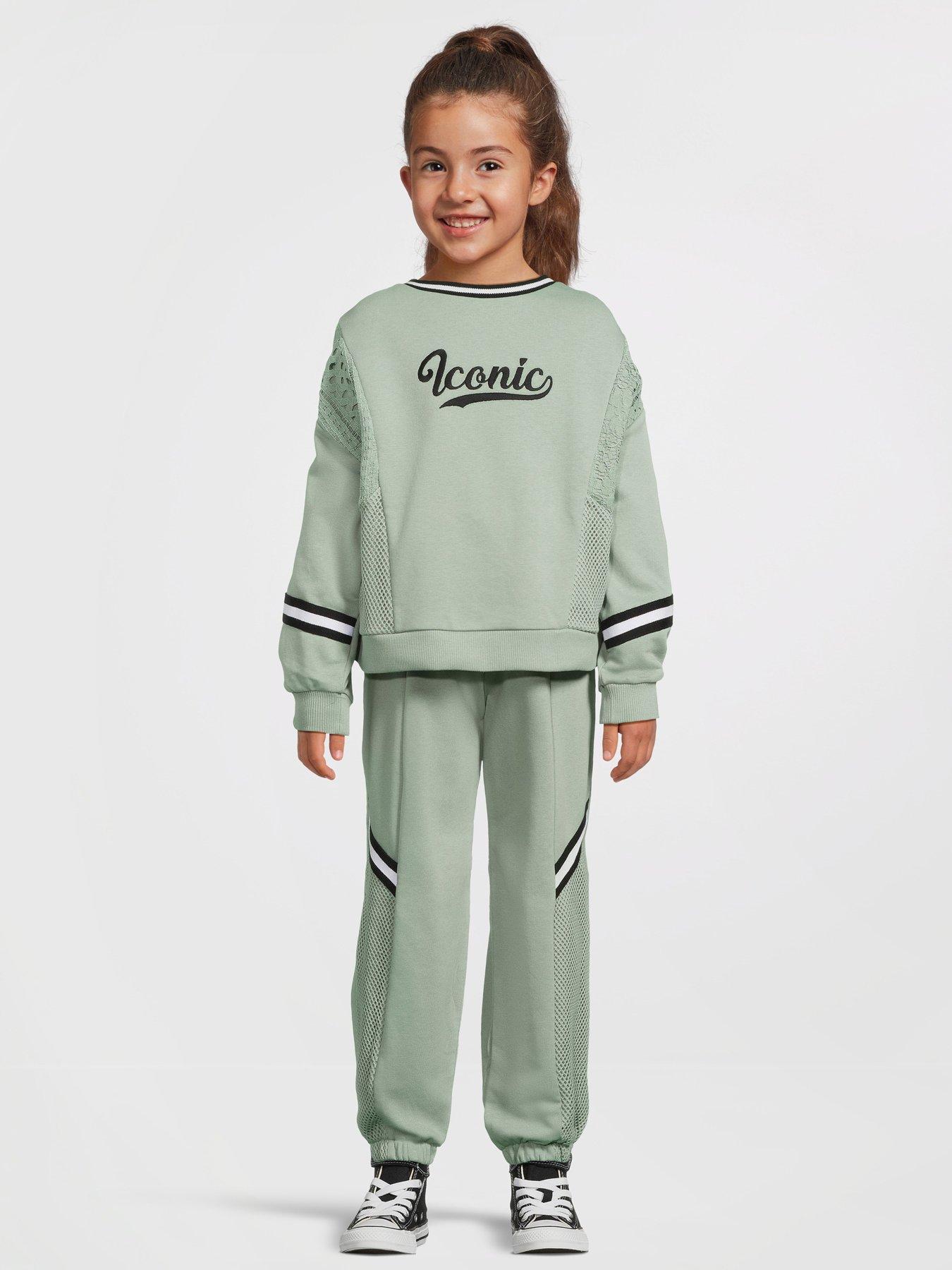  image of river-island-girls-iconic-sweatshirt-set-khaki