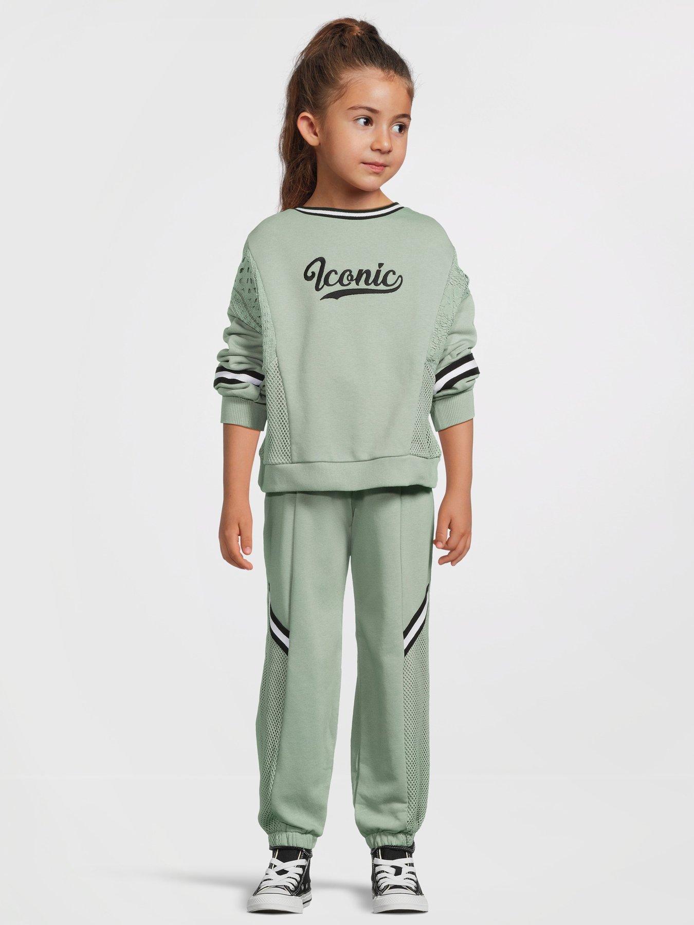  image of river-island-girls-iconic-sweatshirt-set-khaki