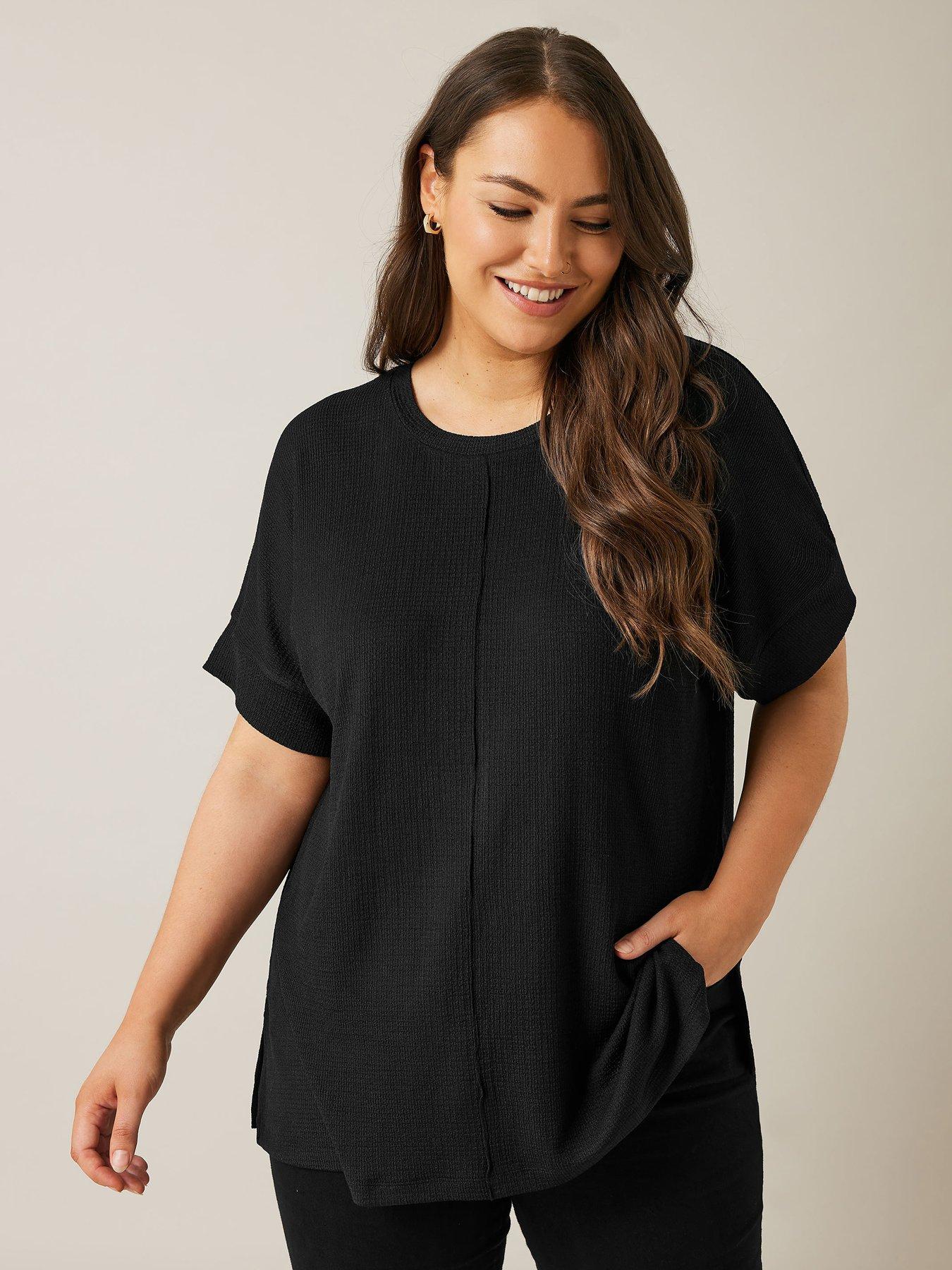 image of evans-textured-seam-detail-top-black