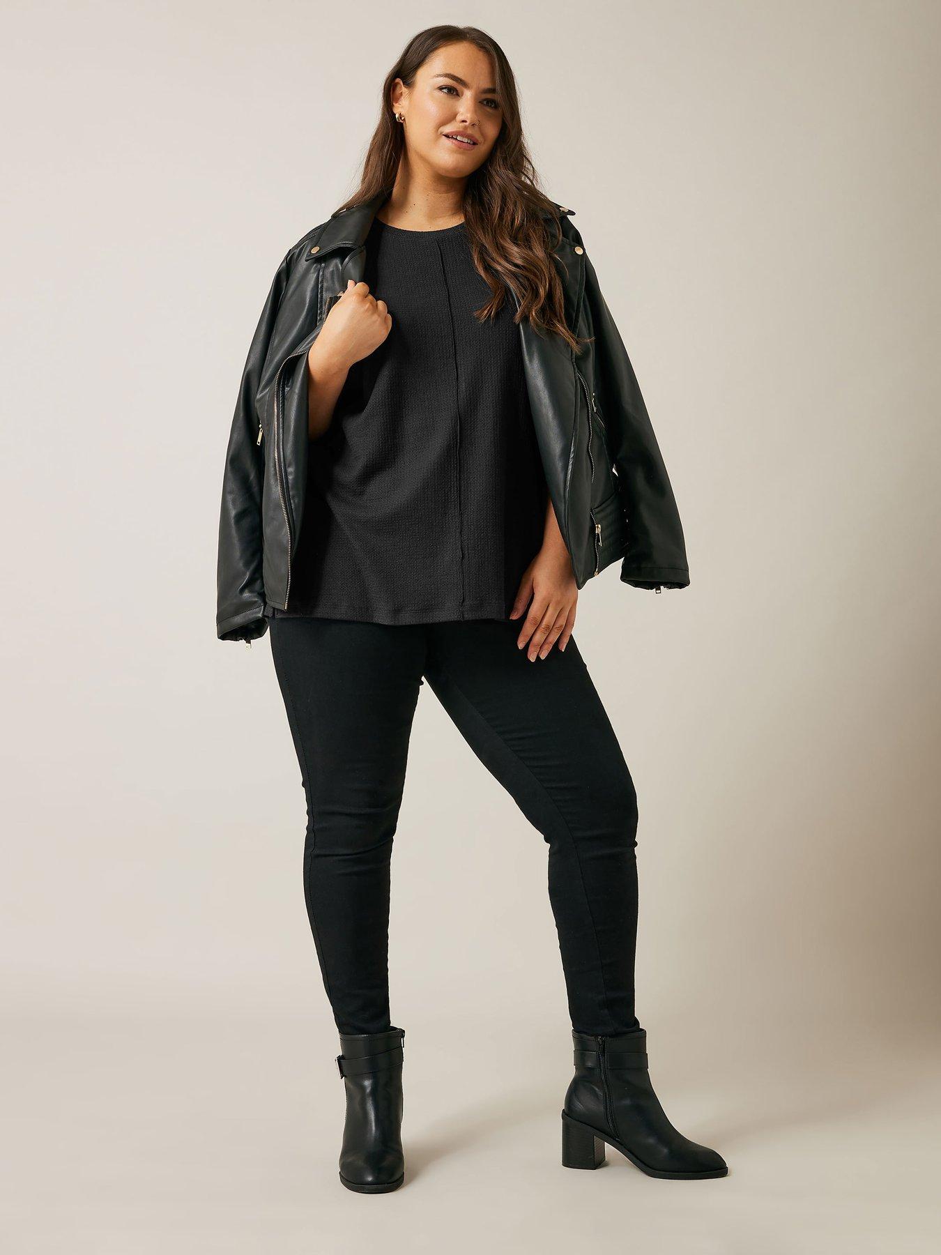  image of evans-textured-seam-detail-top-black