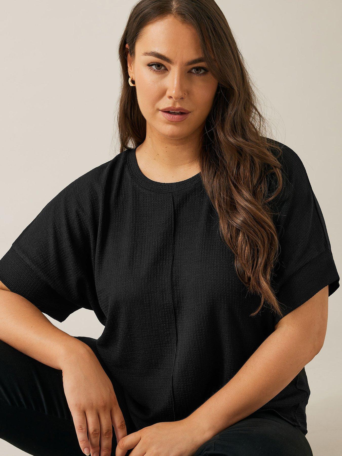  image of evans-textured-seam-detail-top-black